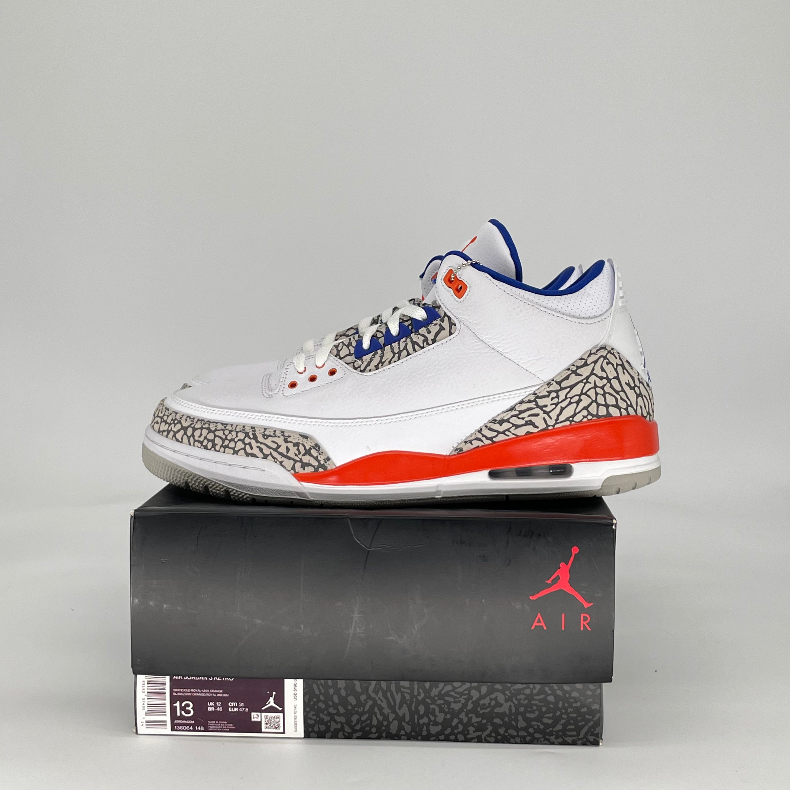 AIR JORDAN 3 KNICKS 136064-148 SIZE 13/14.5W