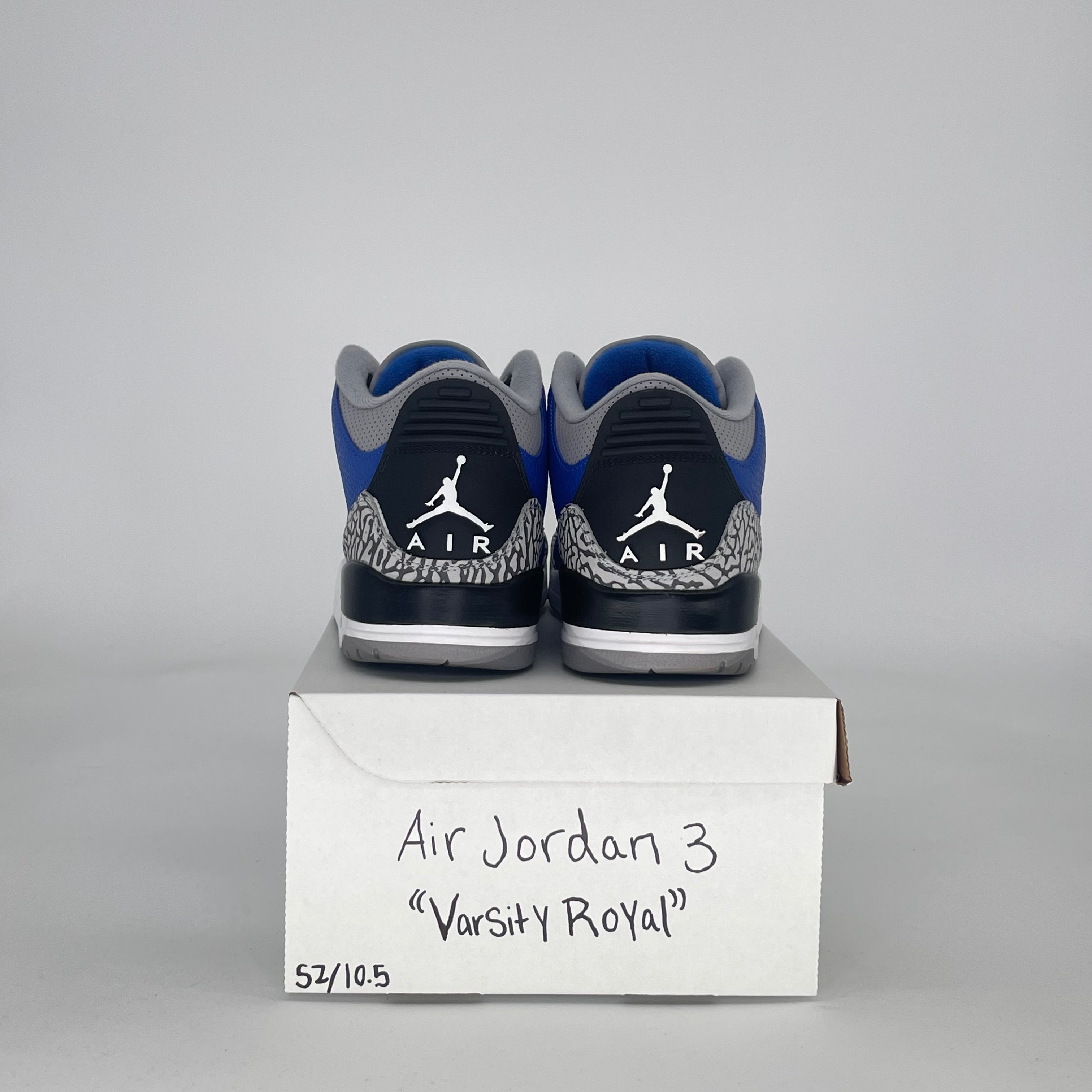 AIR JORDAN 3 VARSITY ROYAL CEMENT CT8532-400 SIZE 10.5/12W