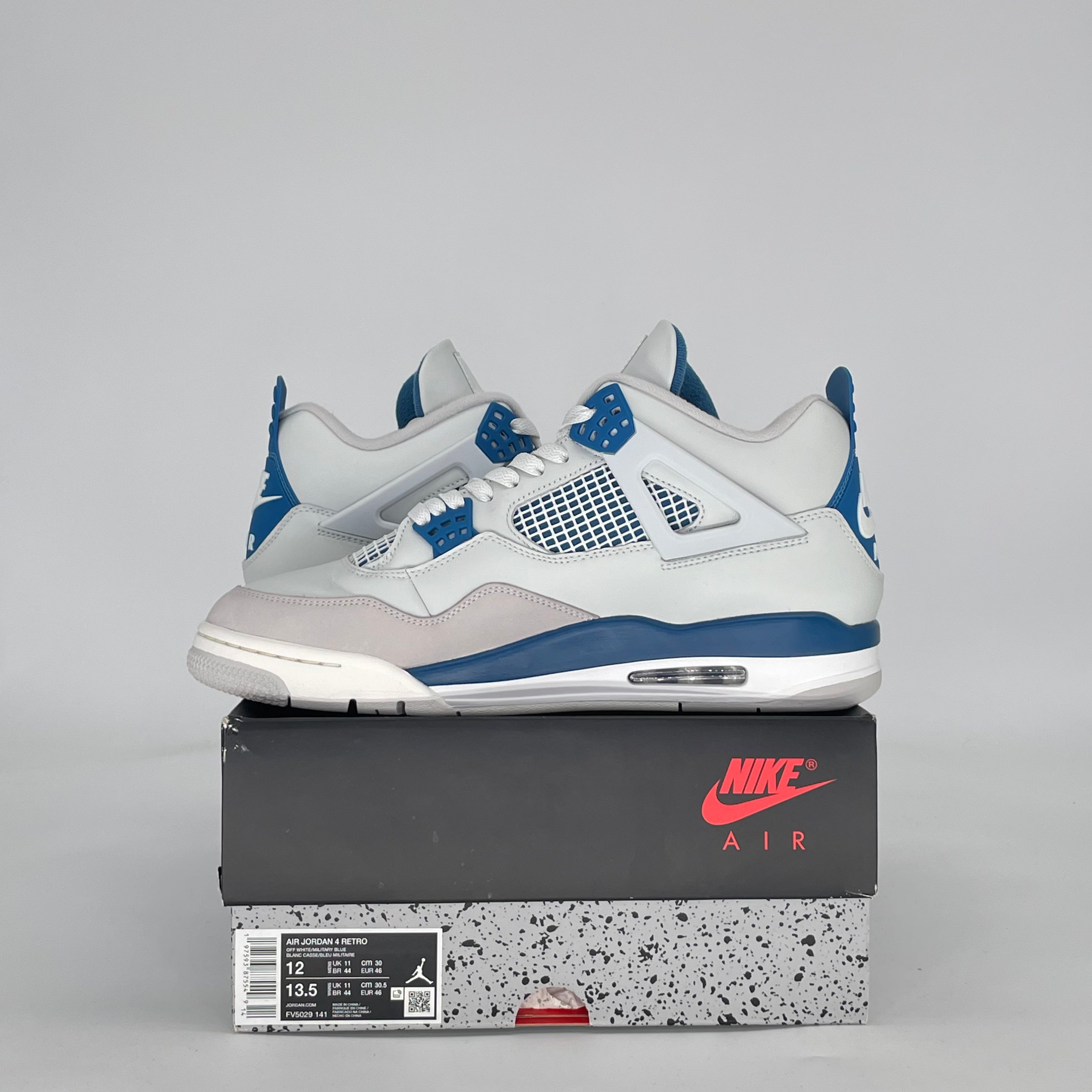 AIR JORDAN 4 MILITARY BLUE FV5029-141 SIZE 12/13.5W