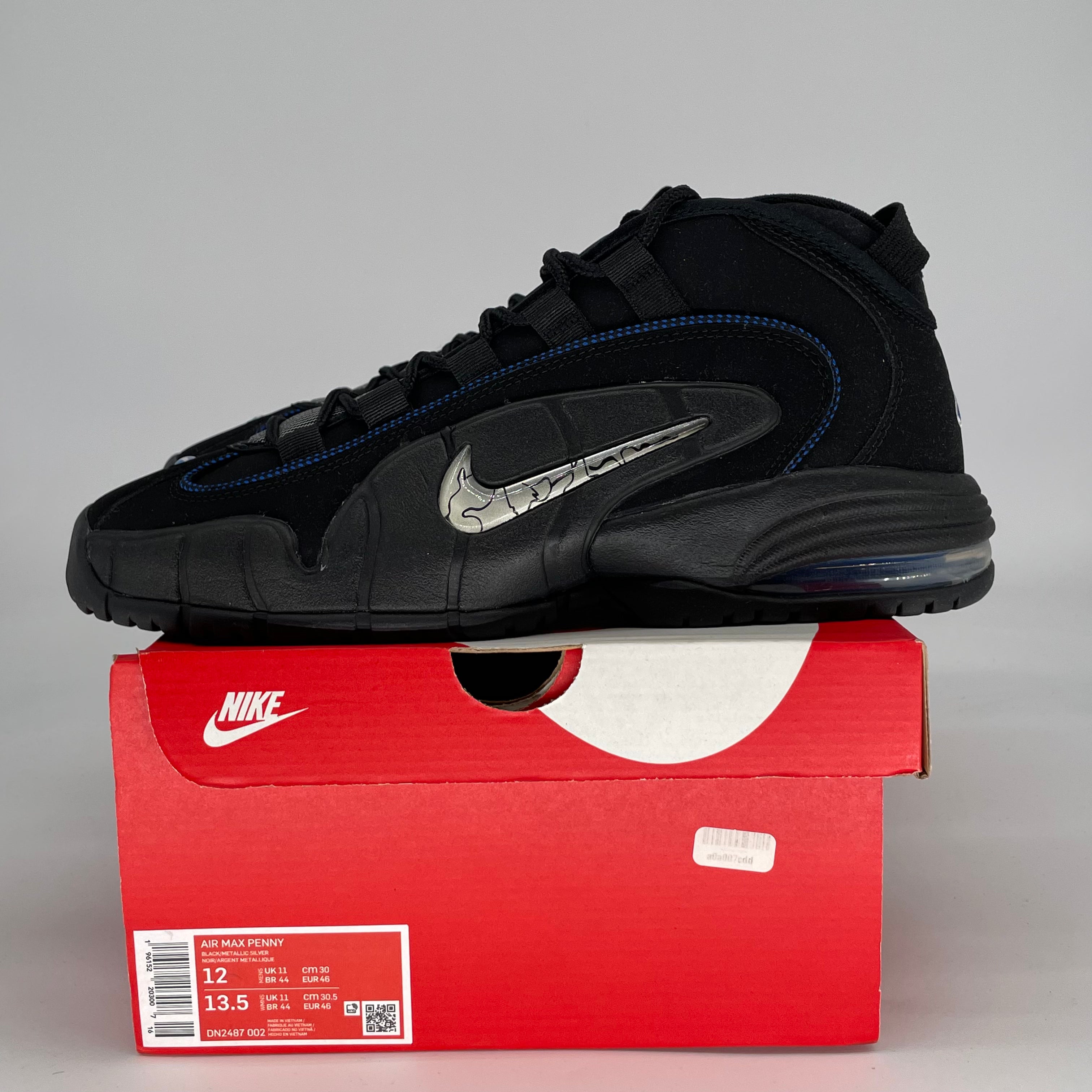 NIKE AIR MAX PENNY 1 ALL STAR BLACK METALLIC SILVER DN2487-002 SIZE 12/13.5W