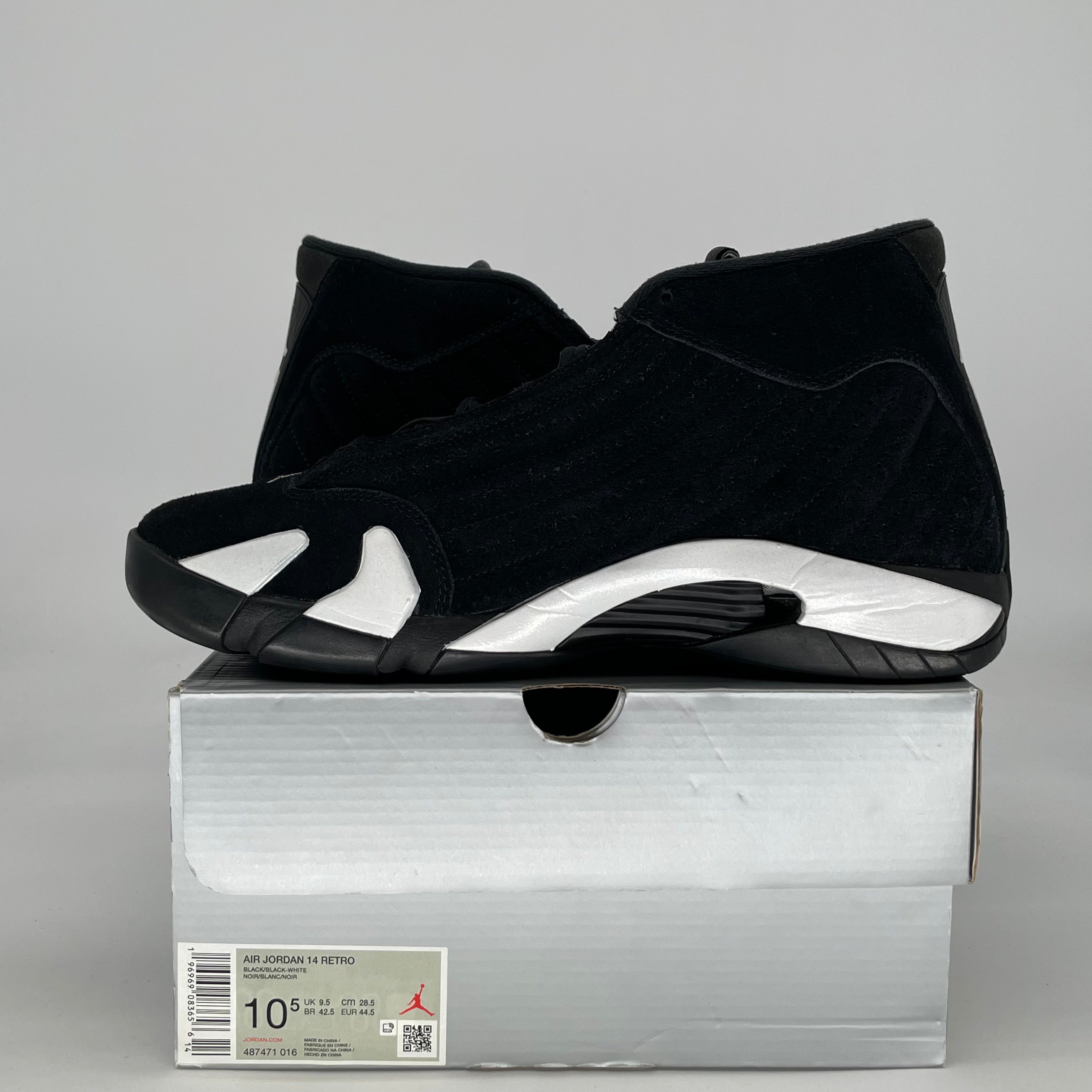 AIR JORDAN 14 BLACK WHITE 487471-016 SIZE 10.5/12W