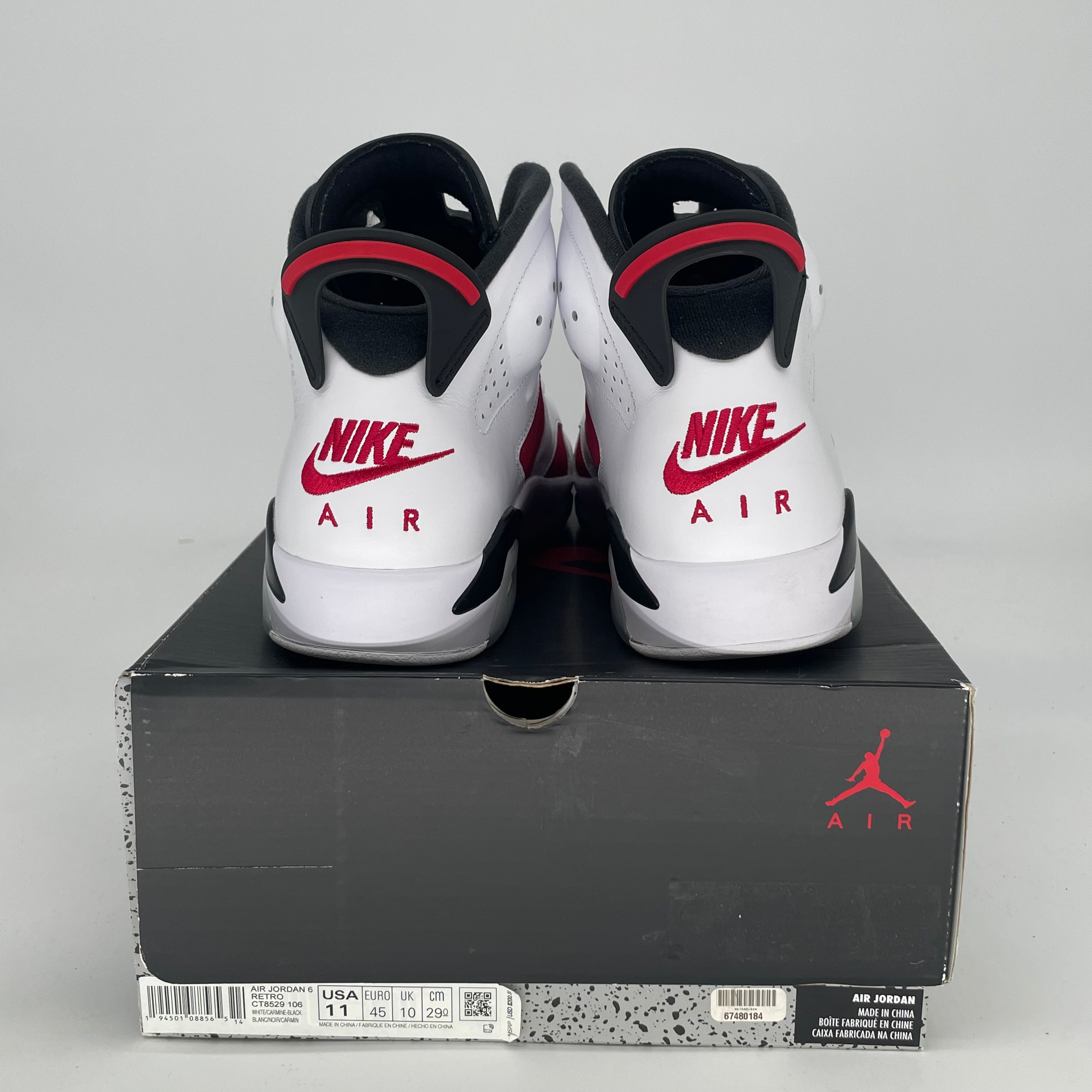 AIR JORDAN 6 CARMINE CT8529-106 SIZE 11/12.5W