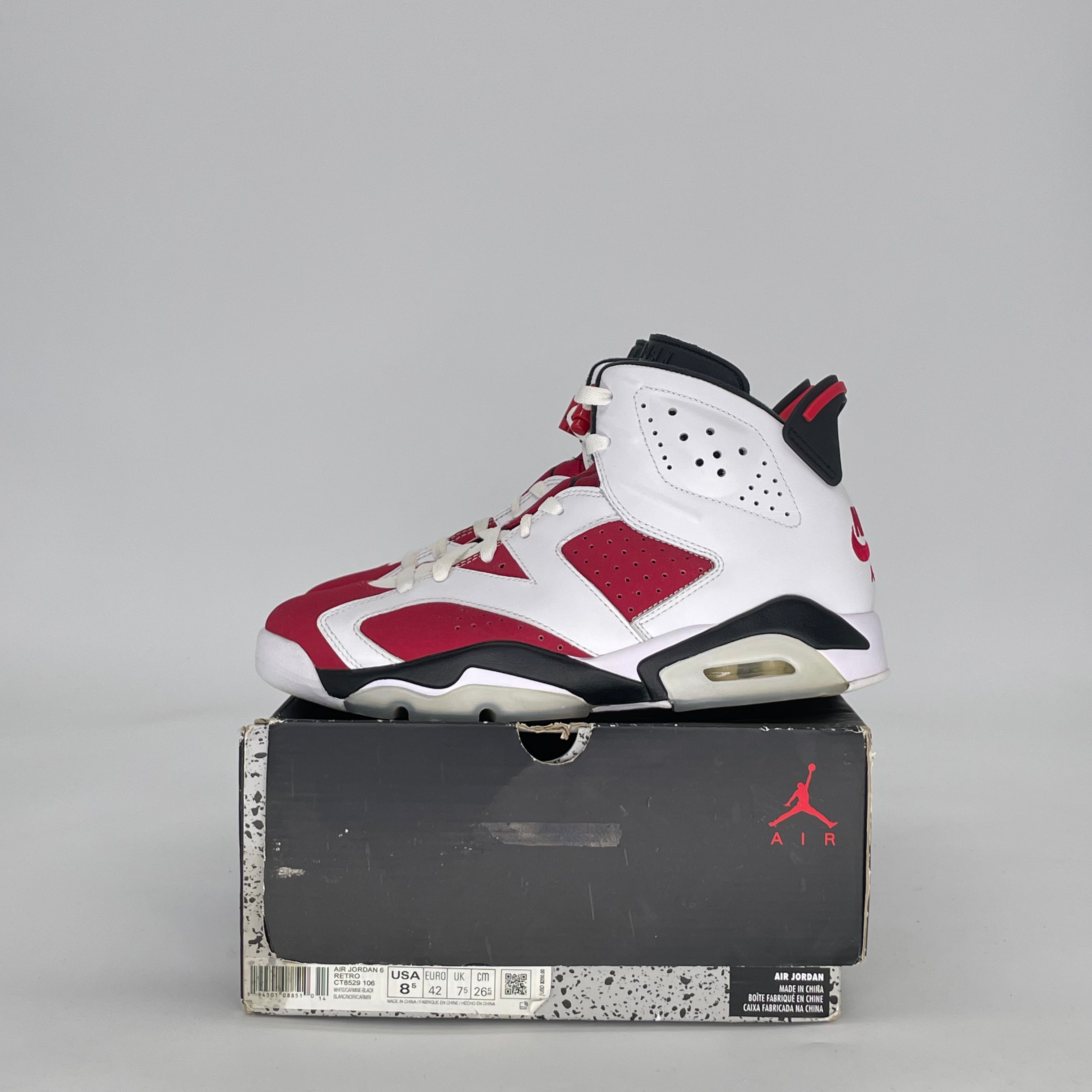 AIR JORDAN 6 CARMINE (2021) CT8529-106 SIZE 8.5/10W
