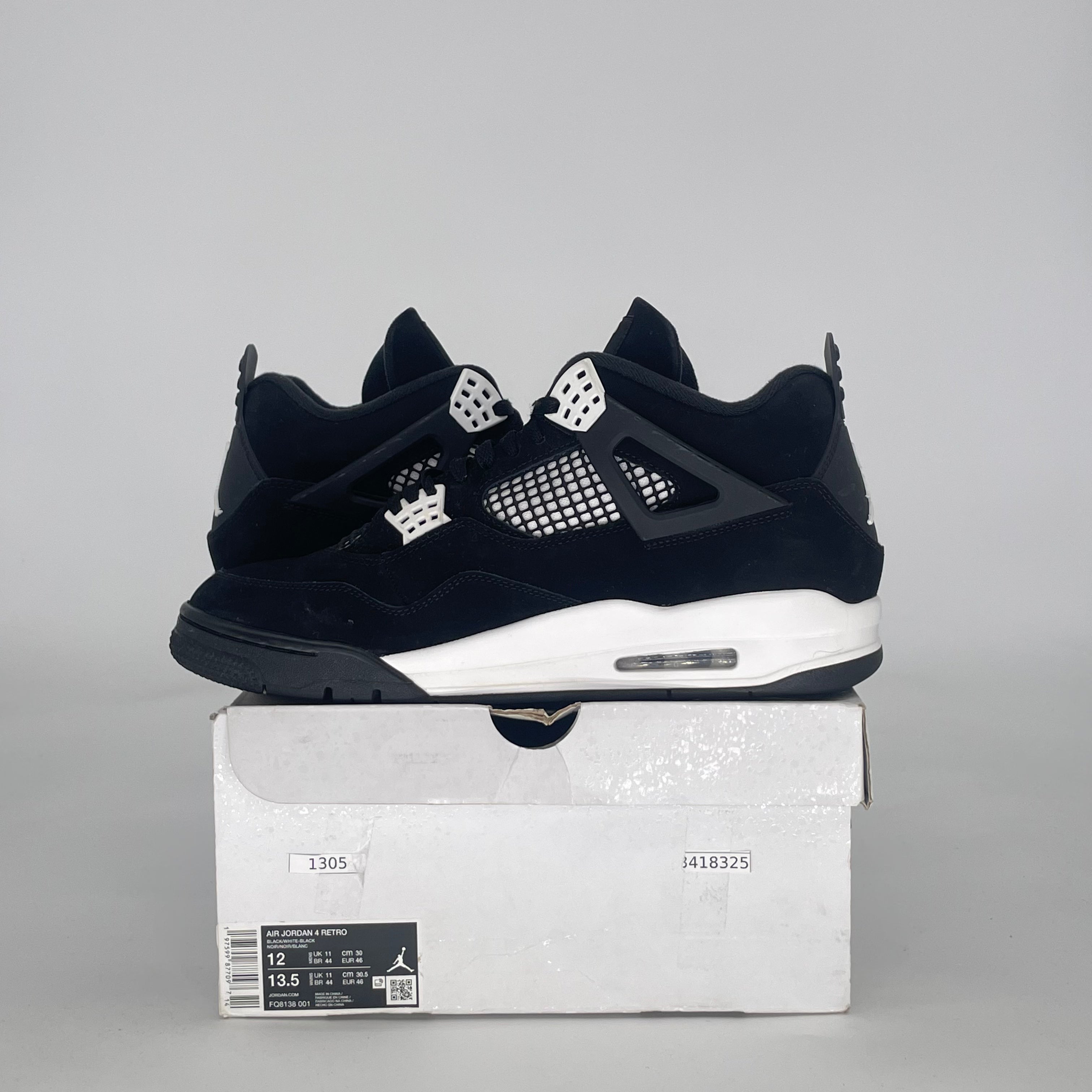 AIR JORDAN 4 WHITE THUNDER FQ8138-001 SIZE 12/13.5W