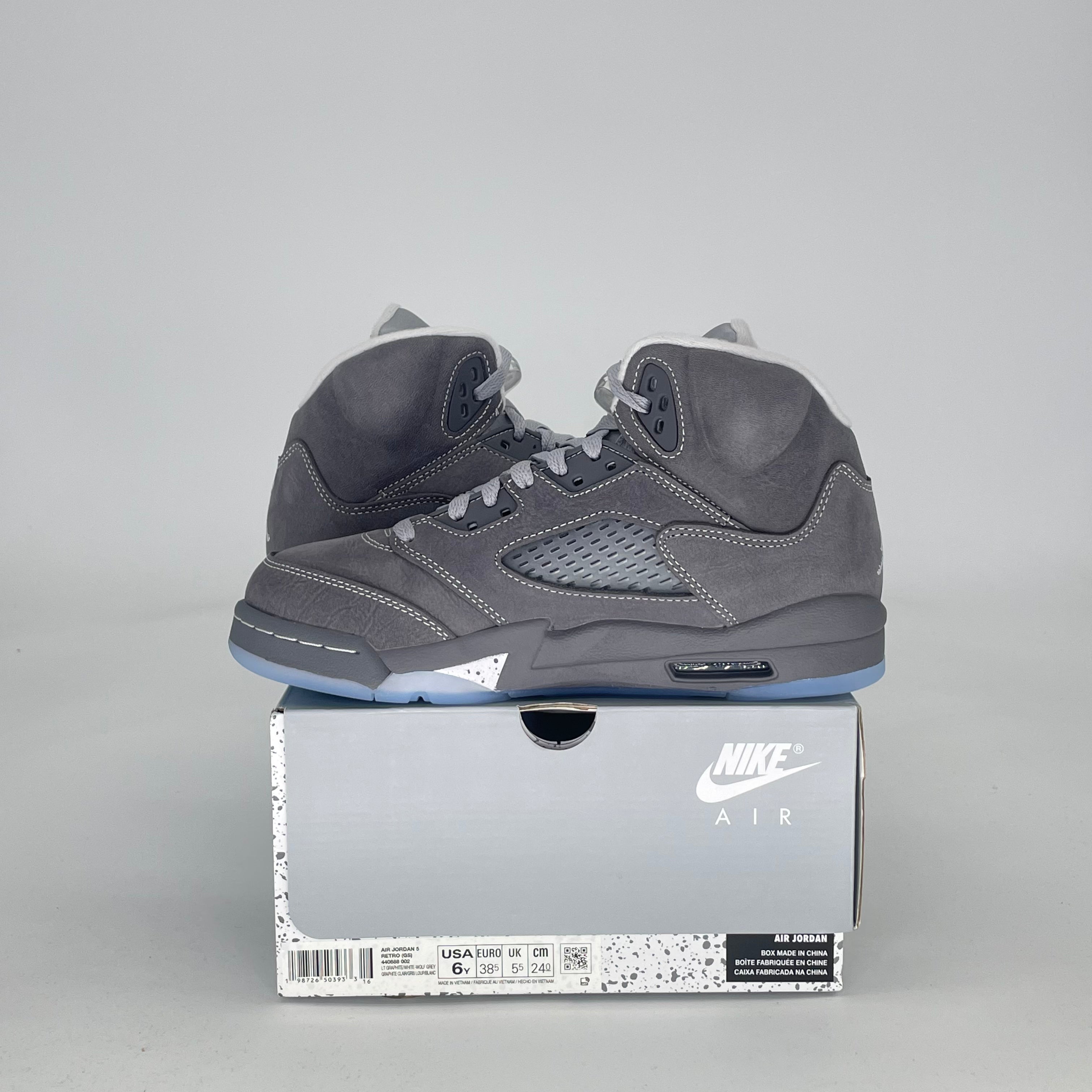 AIR JORDAN 5 WOLF GREY 440888-002 SIZE 6/7.5W GS