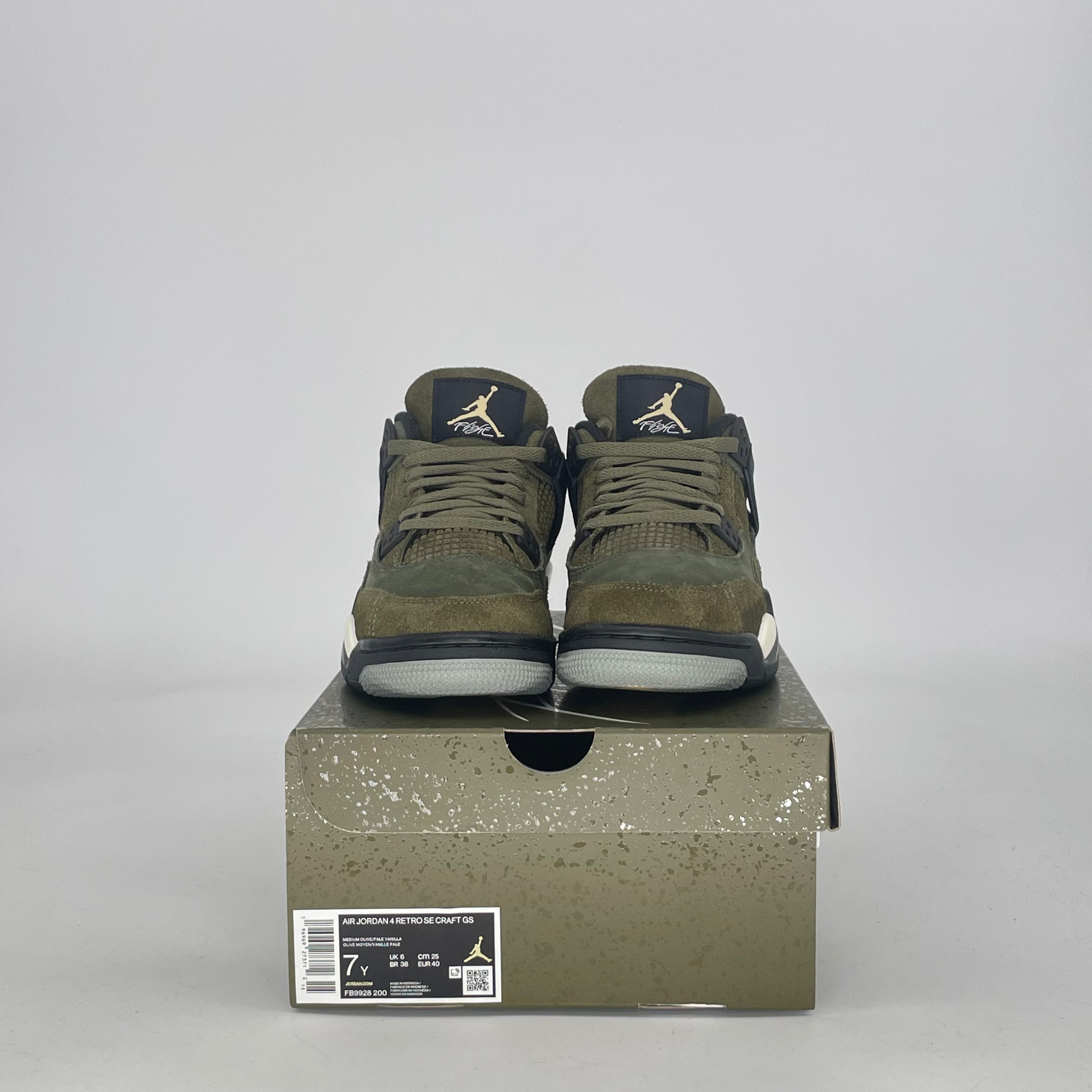 AIR JORDAN 4 CRAFT MEDIUM OLIVE FB9928-200 SIZE 7/8.5W GS