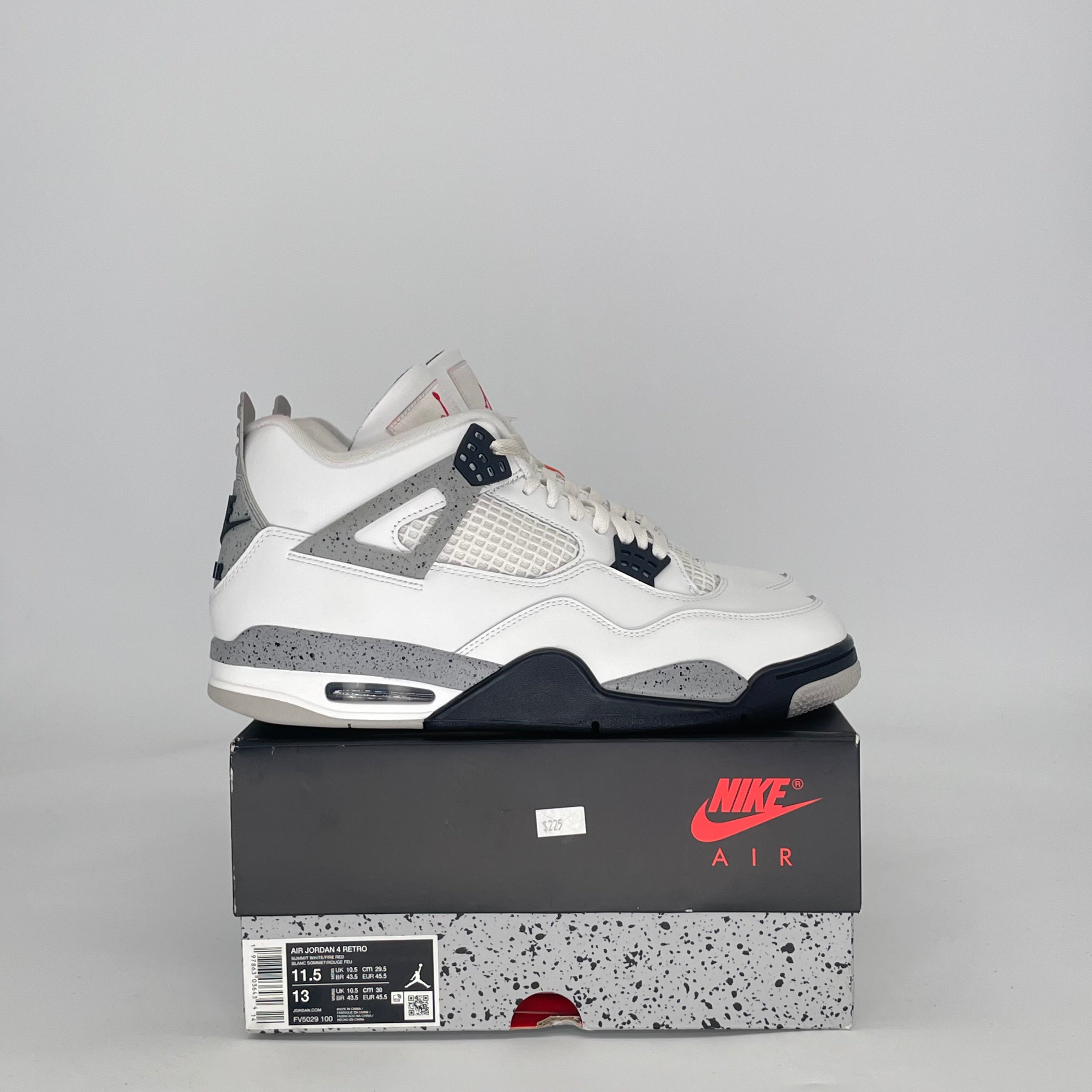 AIR JORDAN 4 WHITE CEMENT FV5029-100 SIZE 11.5/13W