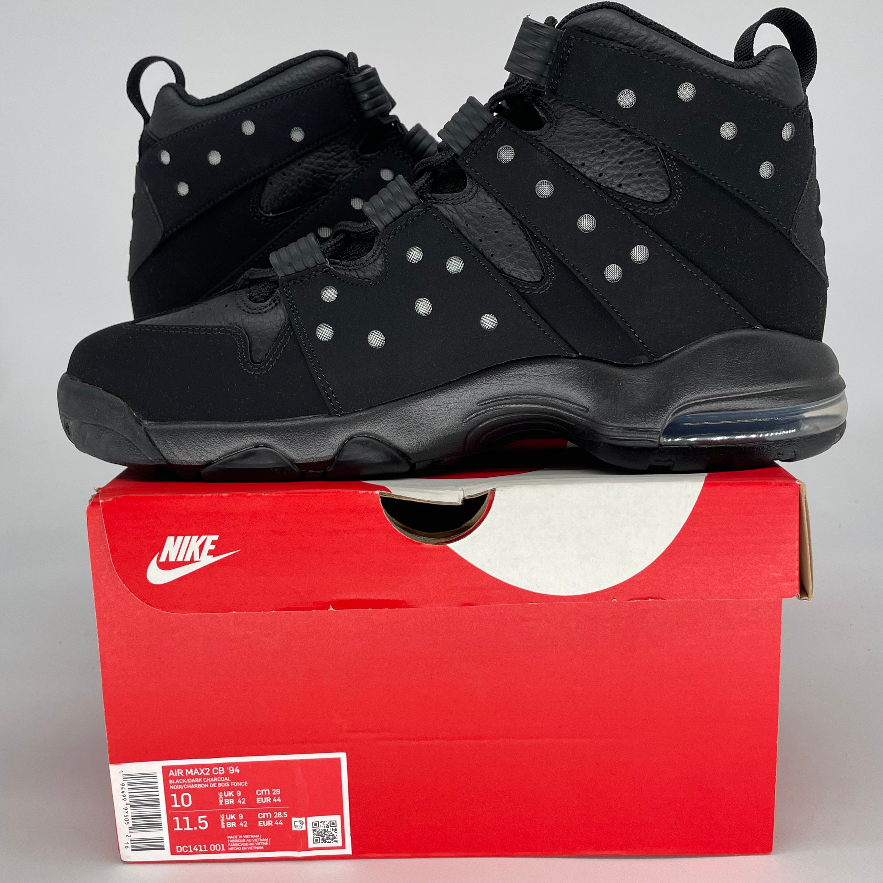 NIKE AIR MAX 2 CB 94 TRIPLE BLACK DC1411-001 SIZE 10/11.5W