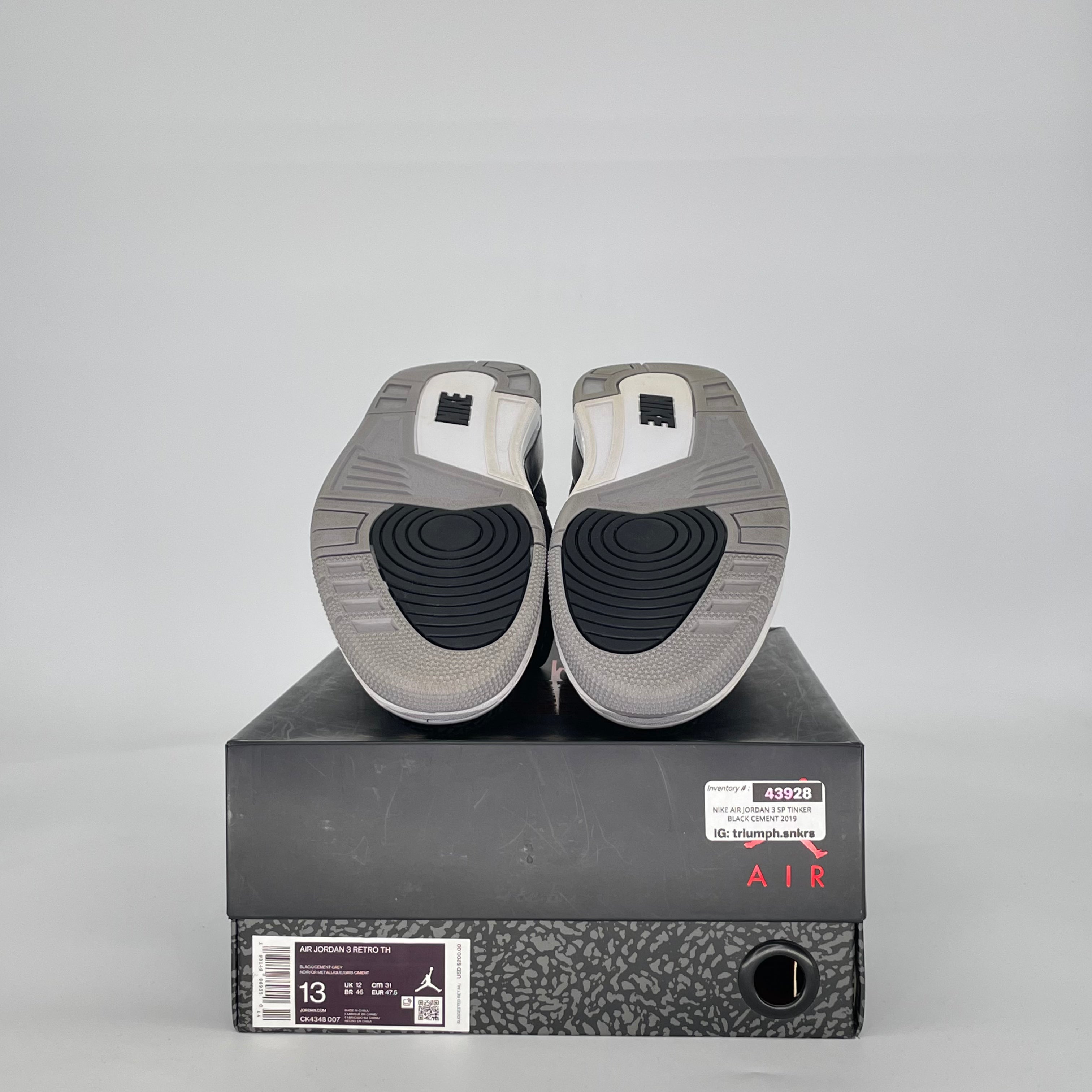AIR JORDAN 3 TINKER BLACK CEMENT GOLD CK4348-007 SIZE 13/14.5W