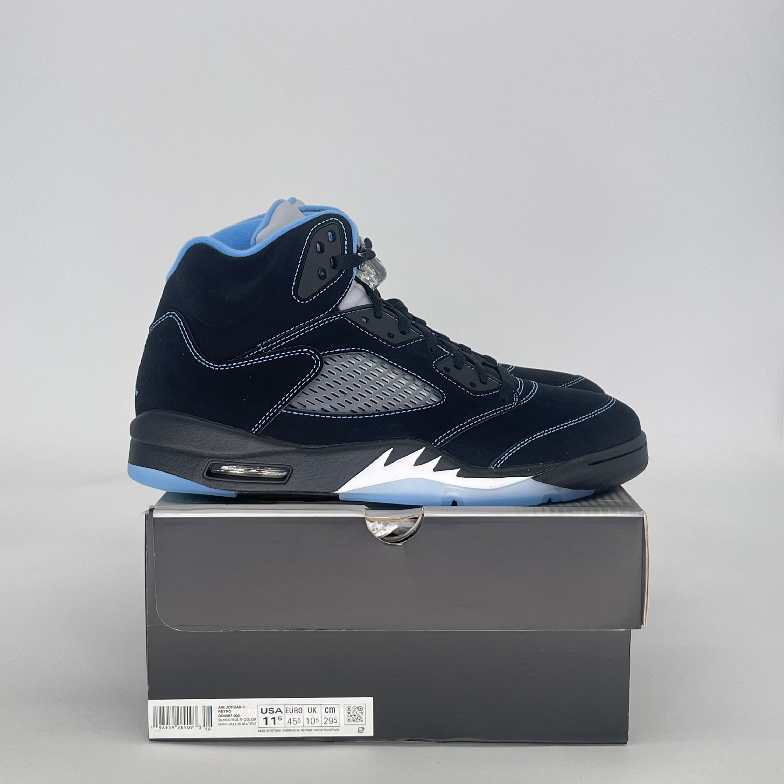 AIR JORDAN 5 BLACK UNIVERSITY BLUE DD0587-008 SIZE 11.5/13W