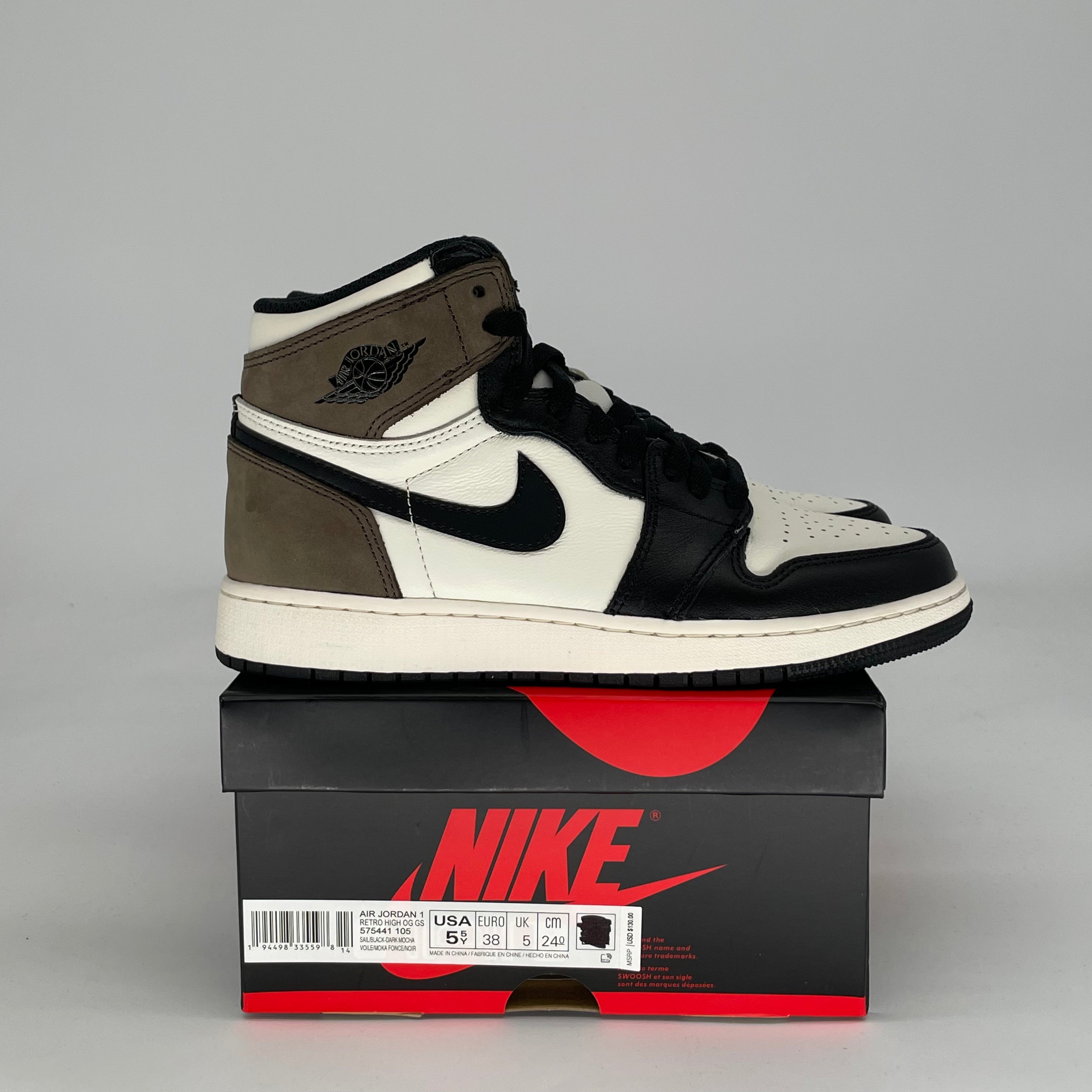 AIR JORDAN 1 DARK MOCHA 575441-105 SIZE 5.5/7W