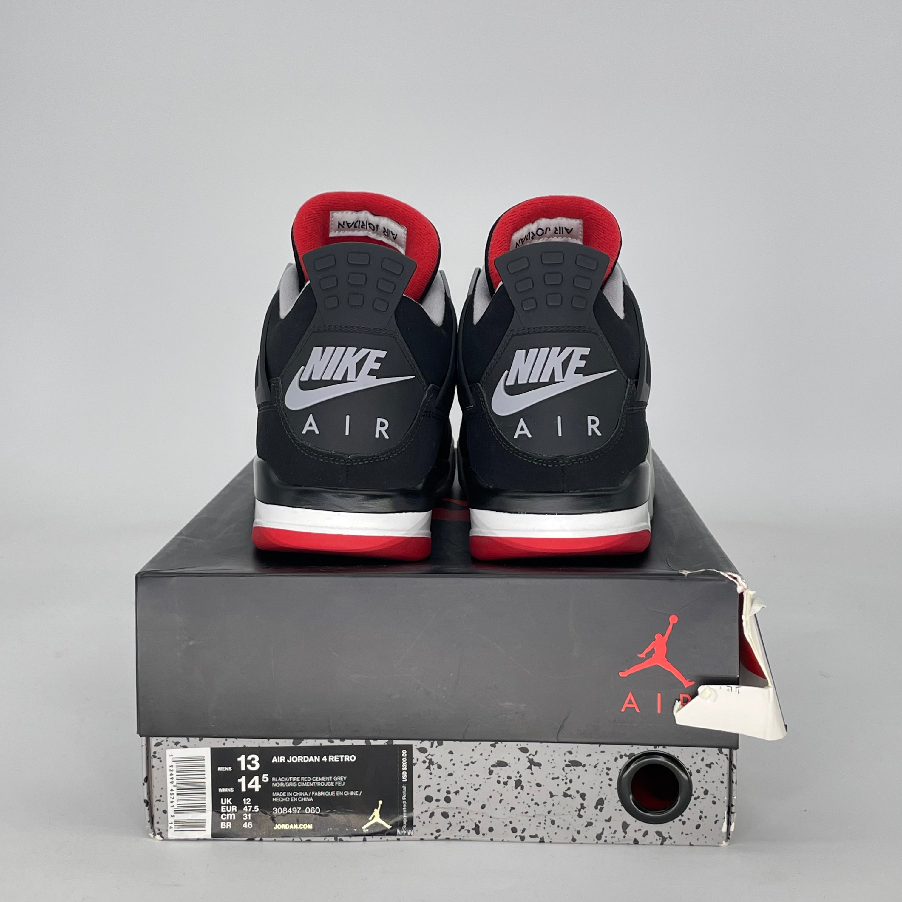 AIR JORDAN 4 BRED 308497-060 SIZE 13/14.5W
