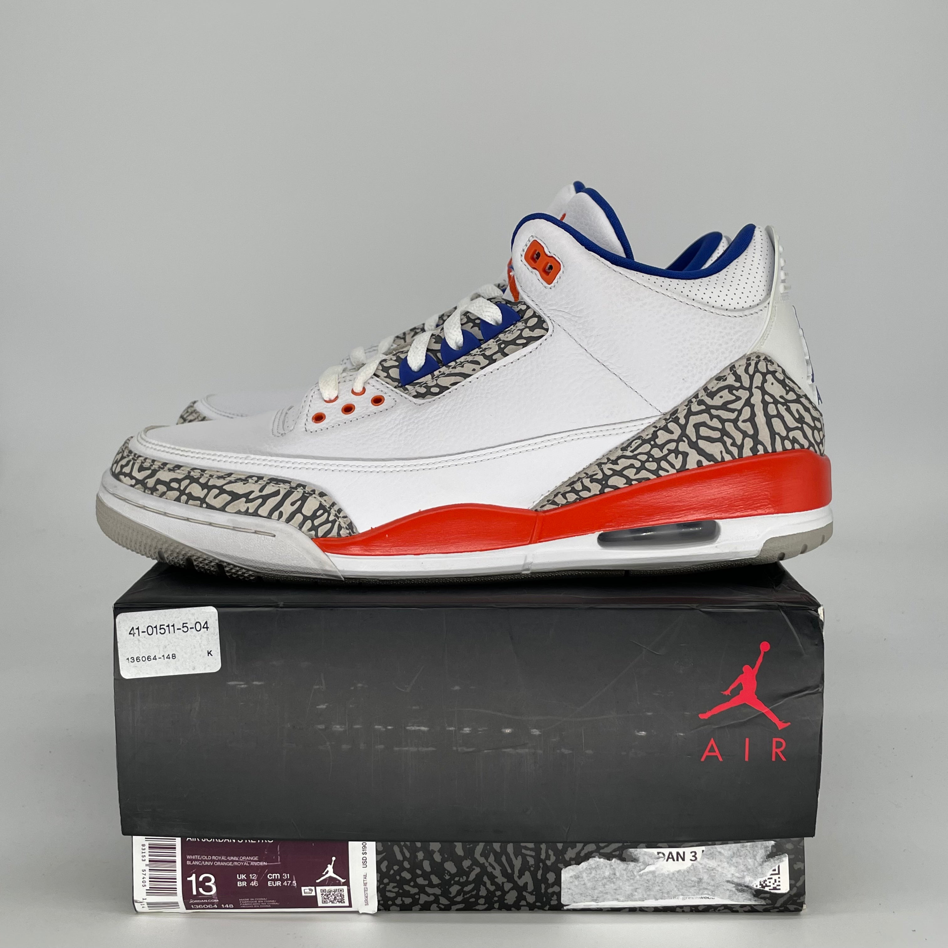 AIR JORDAN 3 KNICKS 136064-148 SIZE 13/14.5W