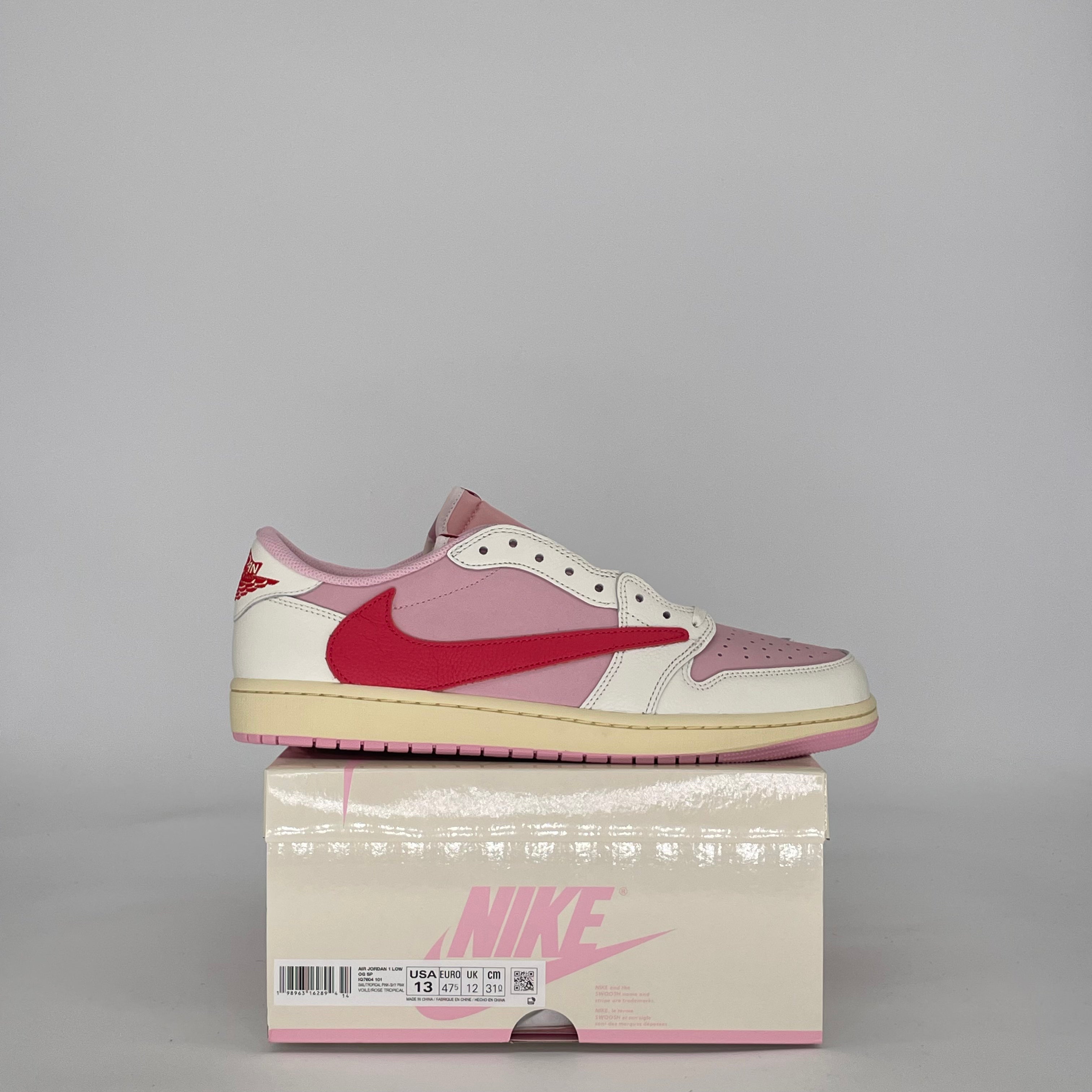 AIR JORDAN 1 LOW TRAVIS SCOTT SAIL TROPICAL PINK IQ7604-101 SIZE 13/14.5W