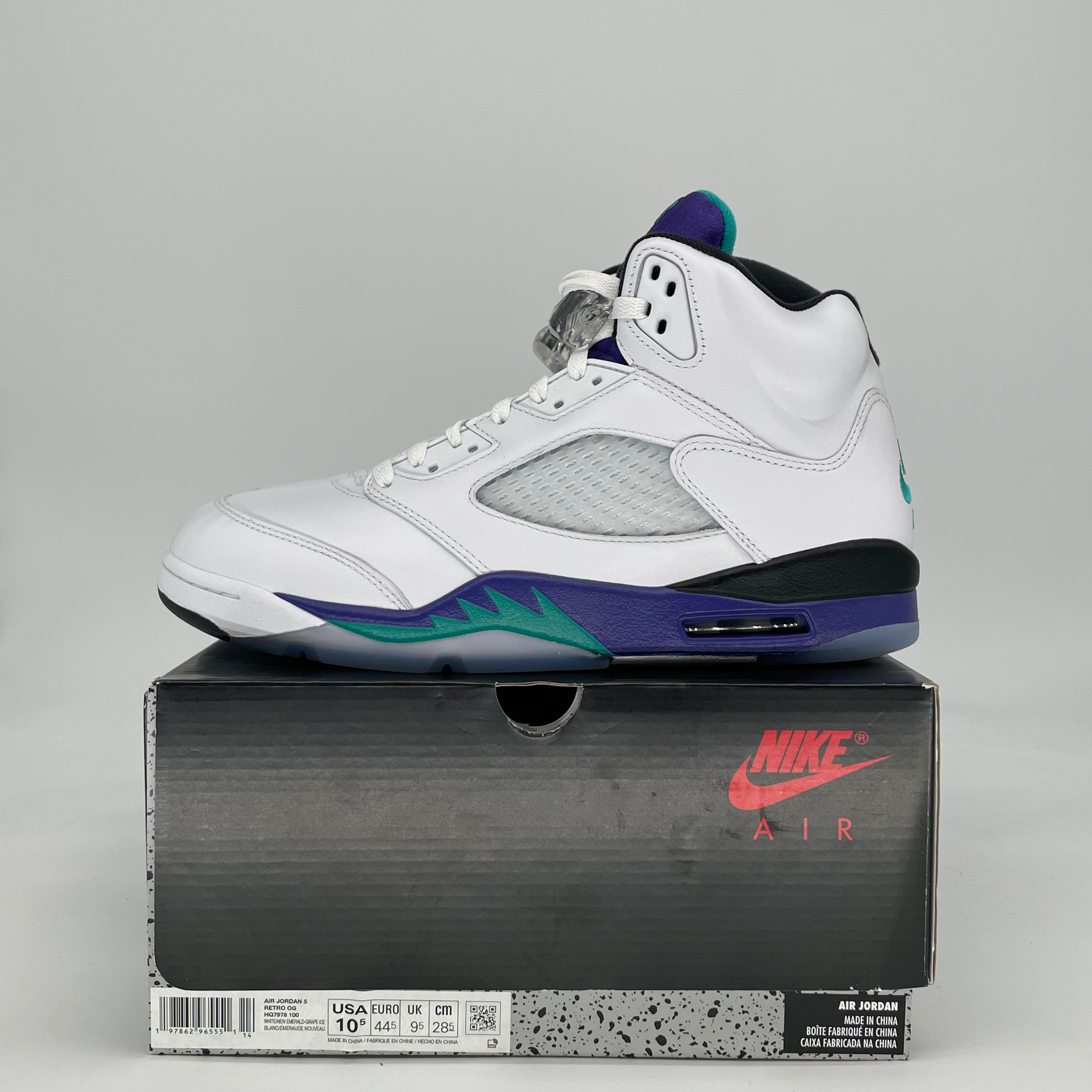 AIR JORDAN 5 GRAPE HQ7978-100 SIZE 10.5/12W