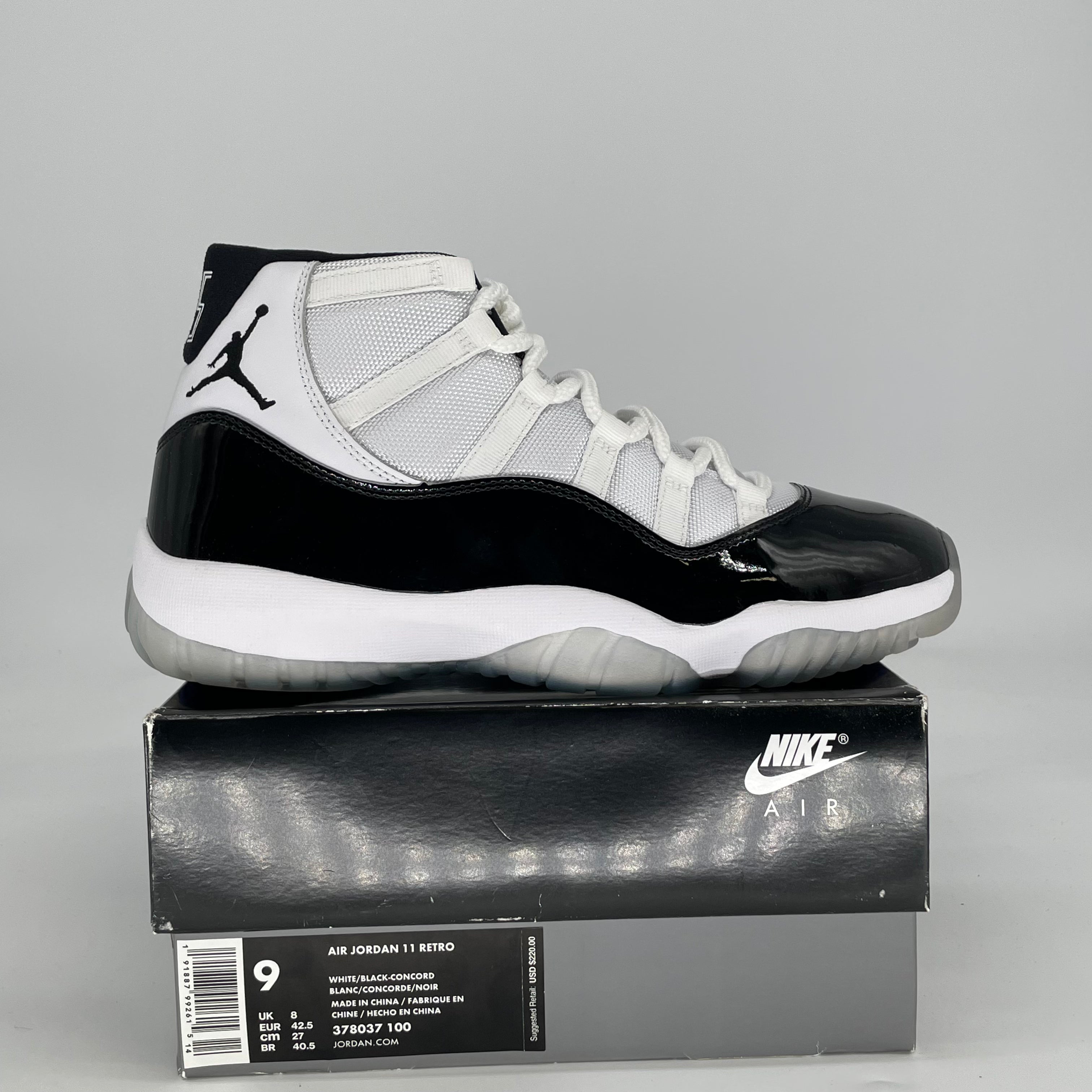 AIR JORDAN 11 CONCORD 378037-100 SIZE 9/10.5W
