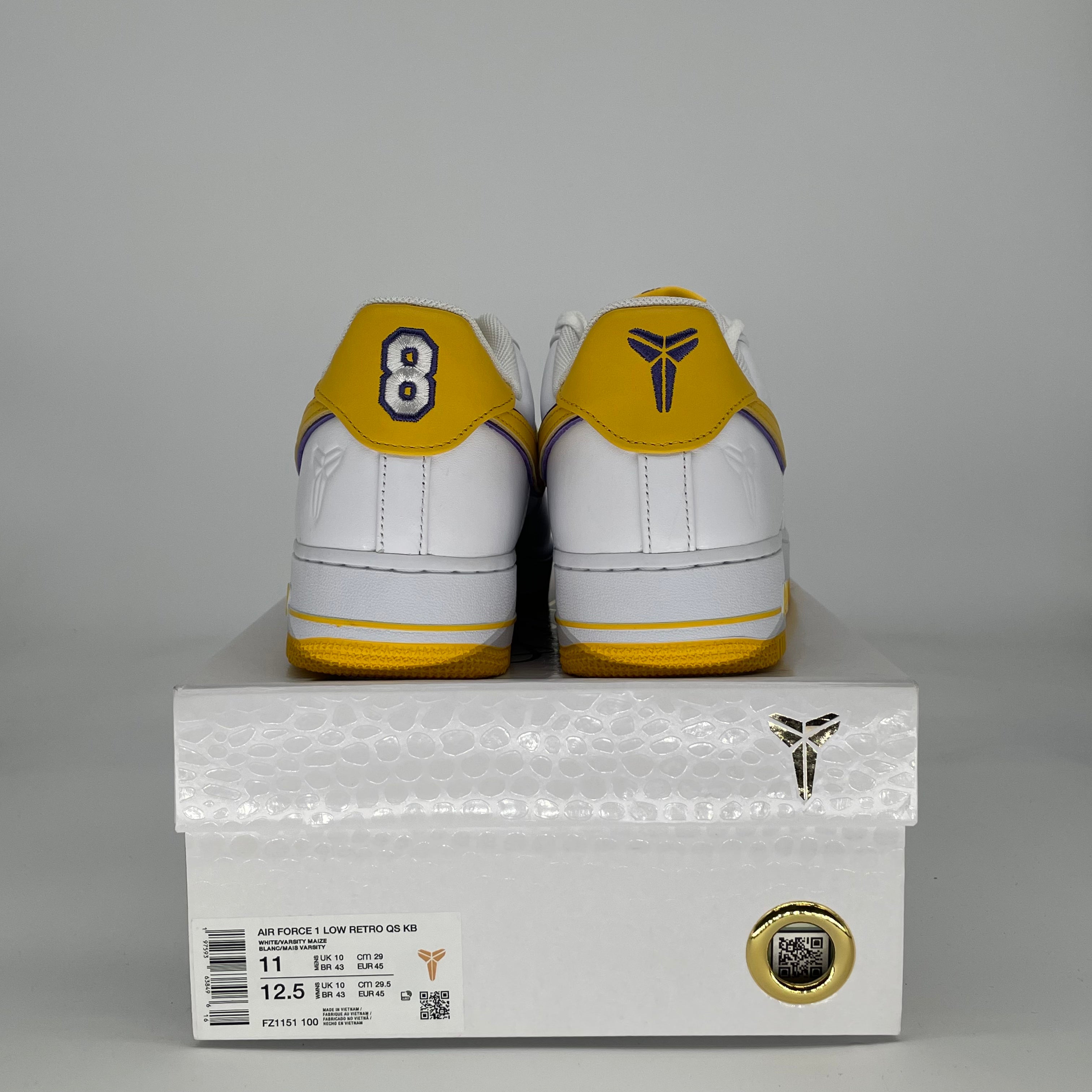 NIKE AIR FORCE 1 LOW KOBE BRYANT LAKERS HOME FZ1151-100 SIZE 11/12.5W