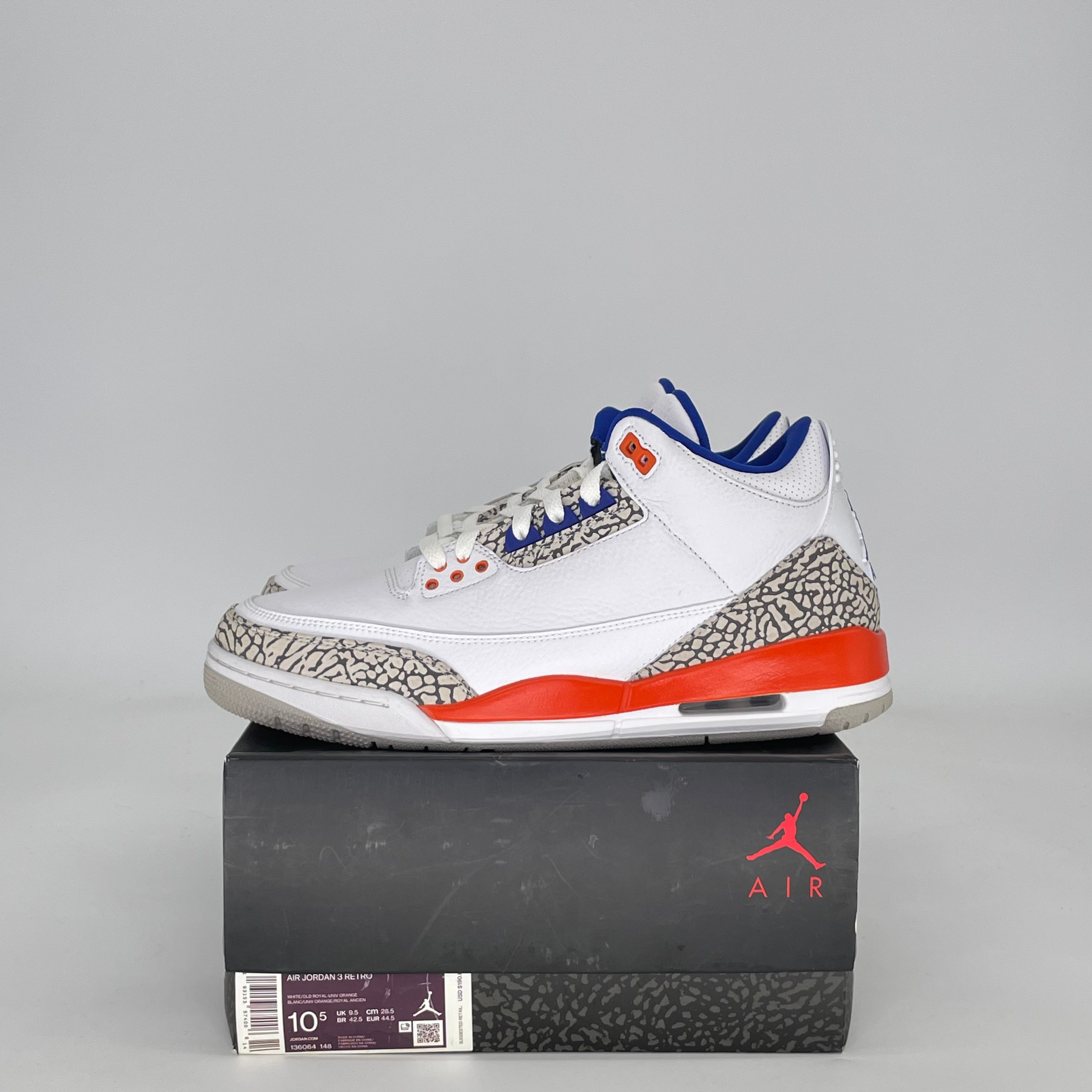AIR JORDAN 3 KNICKS 136064-148 SIZE 10.5/12W