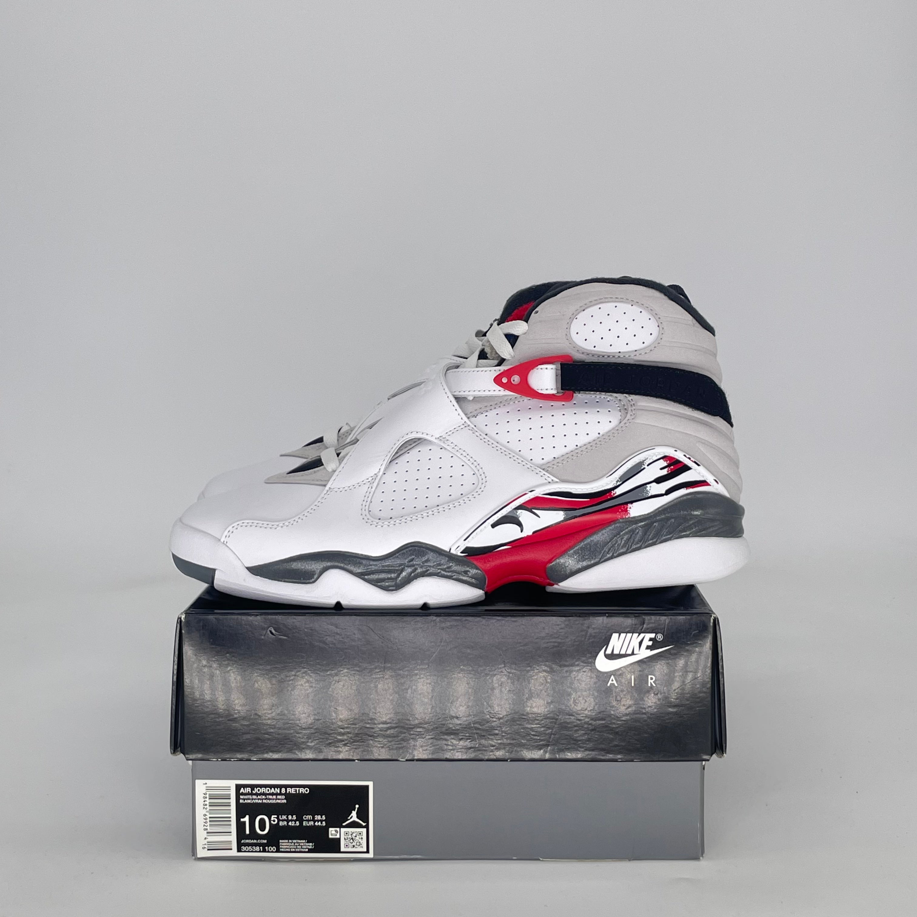 AIR JORDAN 8 WHITE TRUE RED 305381100 SIZE 10.5/12W