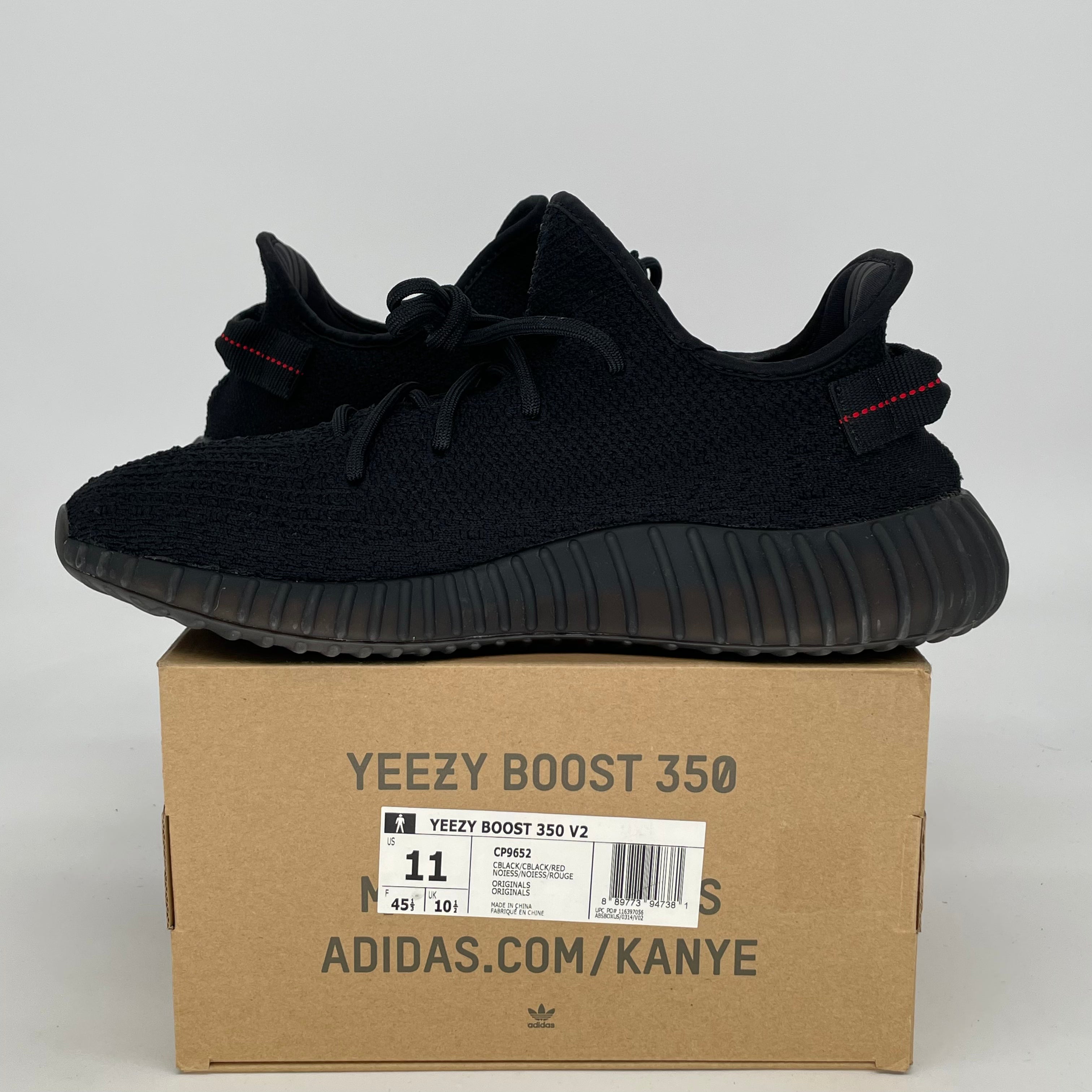 ADIDAS YEEZY 350 V2 BLACK RED CP9652 SIZE 11/12.5W