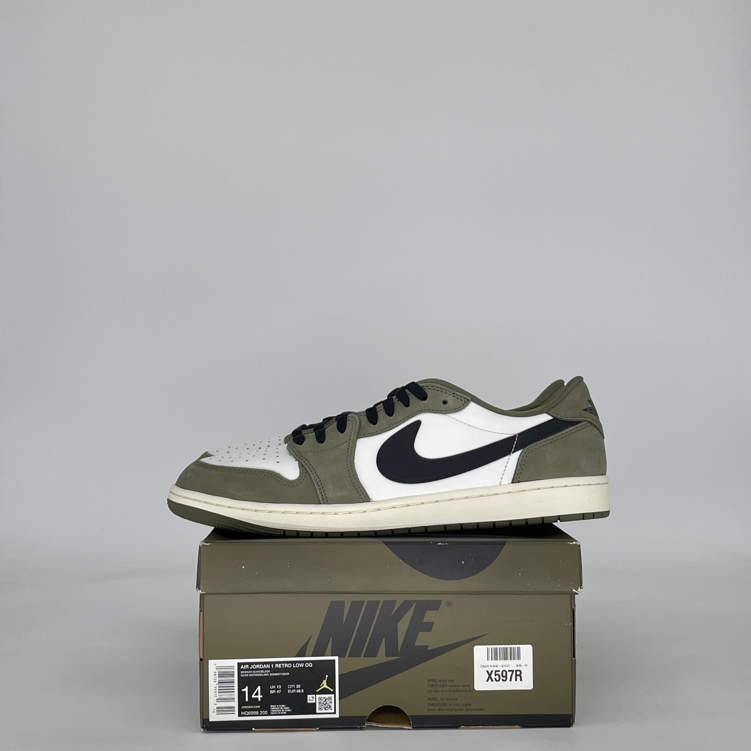 AIR JORDAN 1 LOW MEDIUM OLIVE HQ6998-200 SIZE 14/15.5W