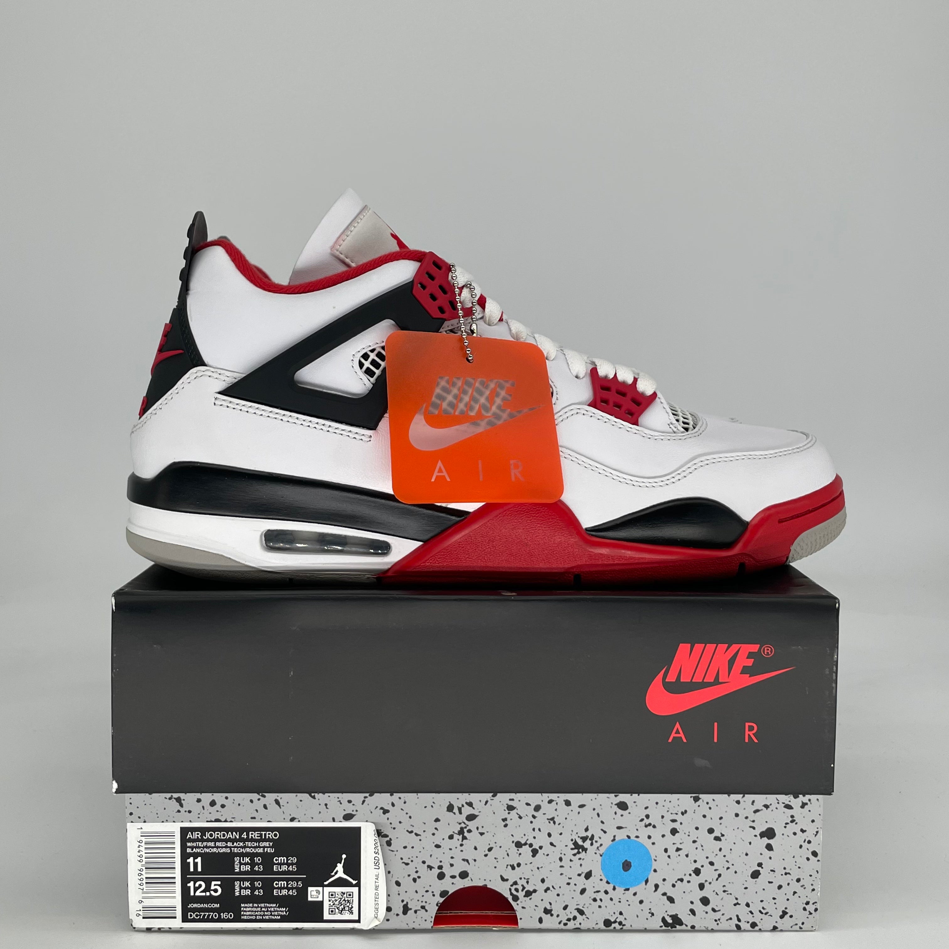 AIR JORDAN 4 FIRE RED DC7770-160 SIZE 11/12.5W