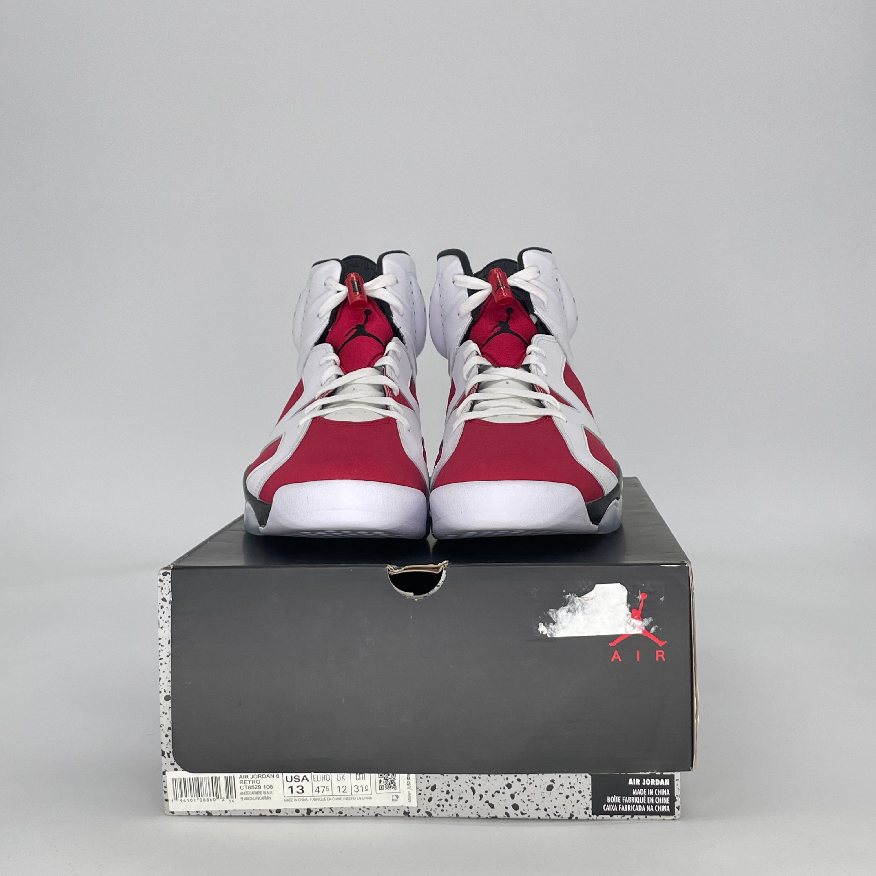 AIR JORDAN 6 CARMINE (2021) CT8529-106 SIZE 13/14.5W