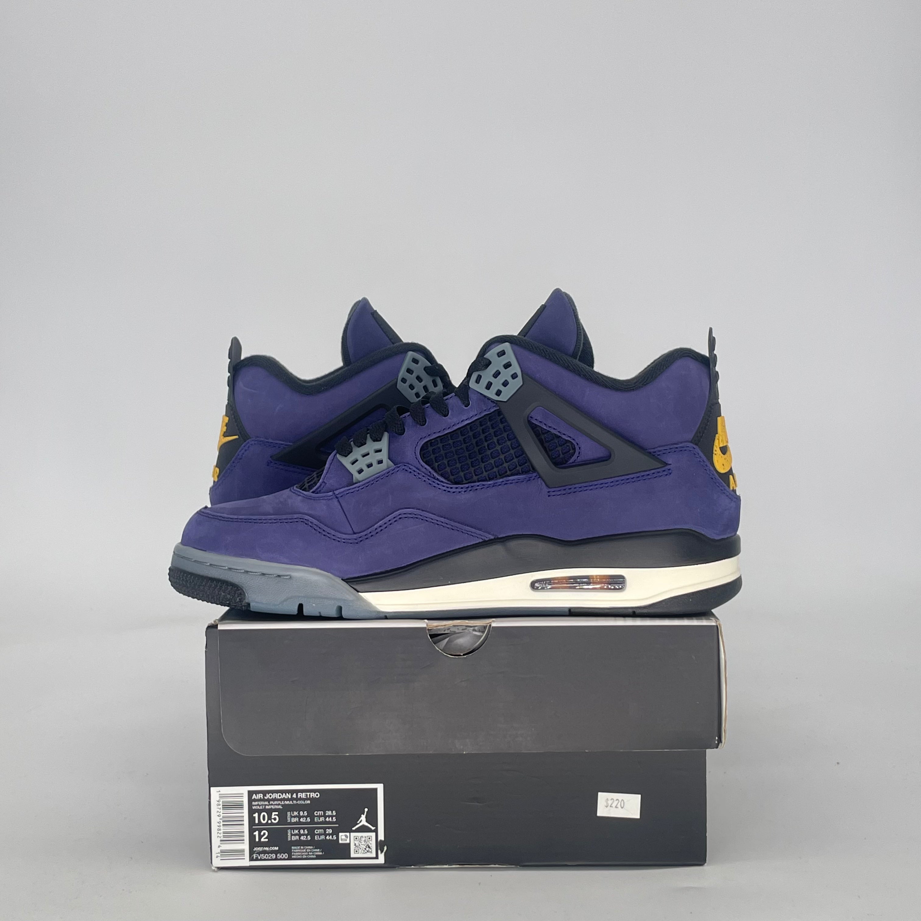 AIR JORDAN 4 LAKERS FV5029-500 SIZE 10.5/12W