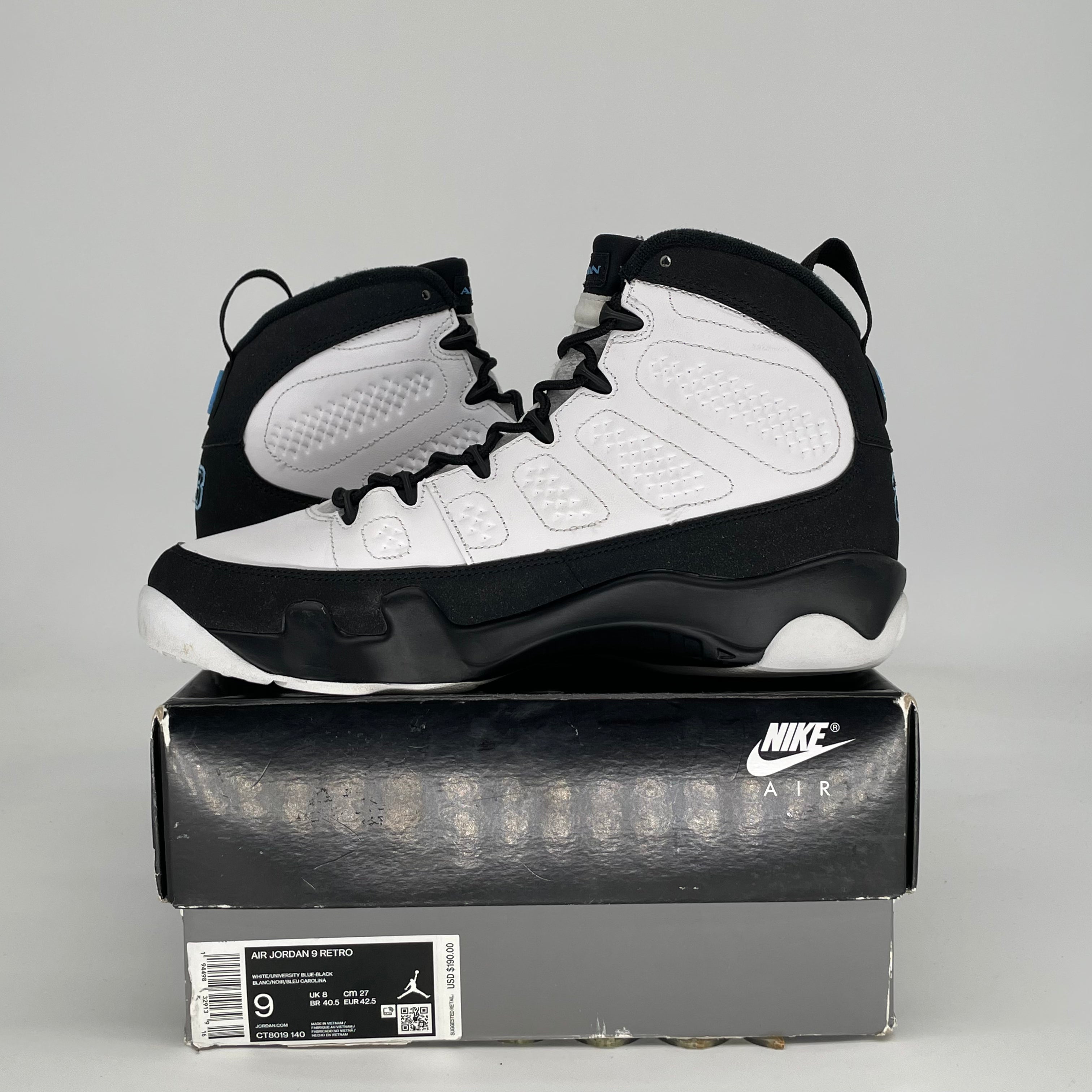 AIR JORDAN 9 UNIVERSITY BLUE CT8019-140 SIZE 9/10.5W