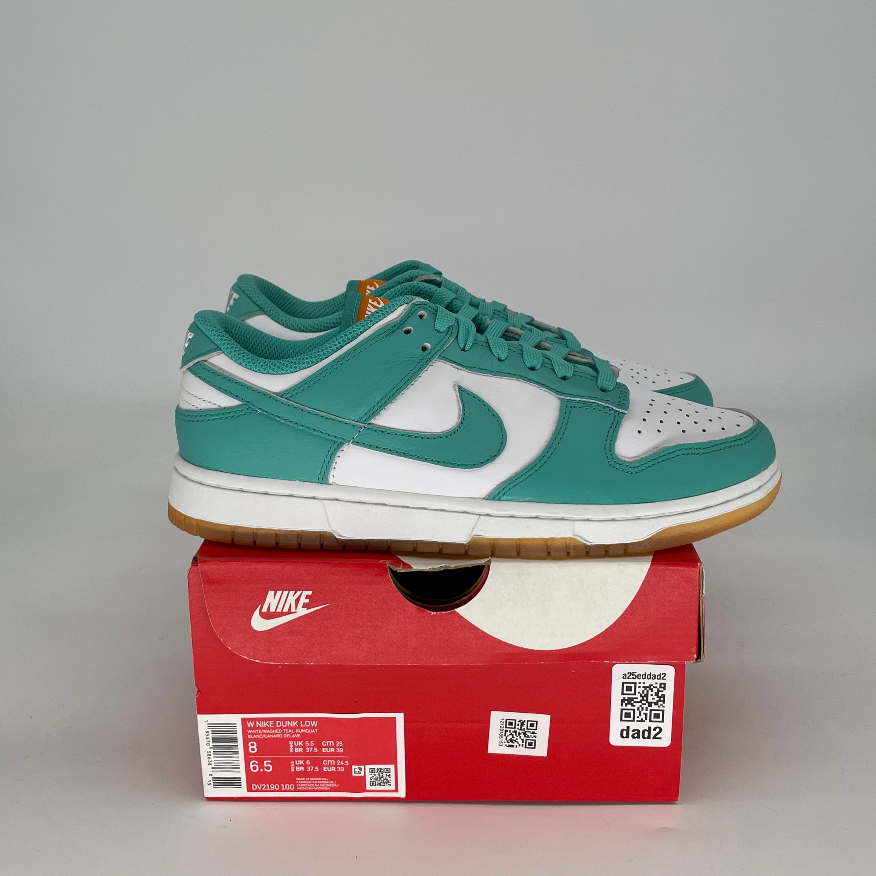 NIKE DUNK LOW TEAL ZEAL W SIZE 6.5/8W DV2190-100