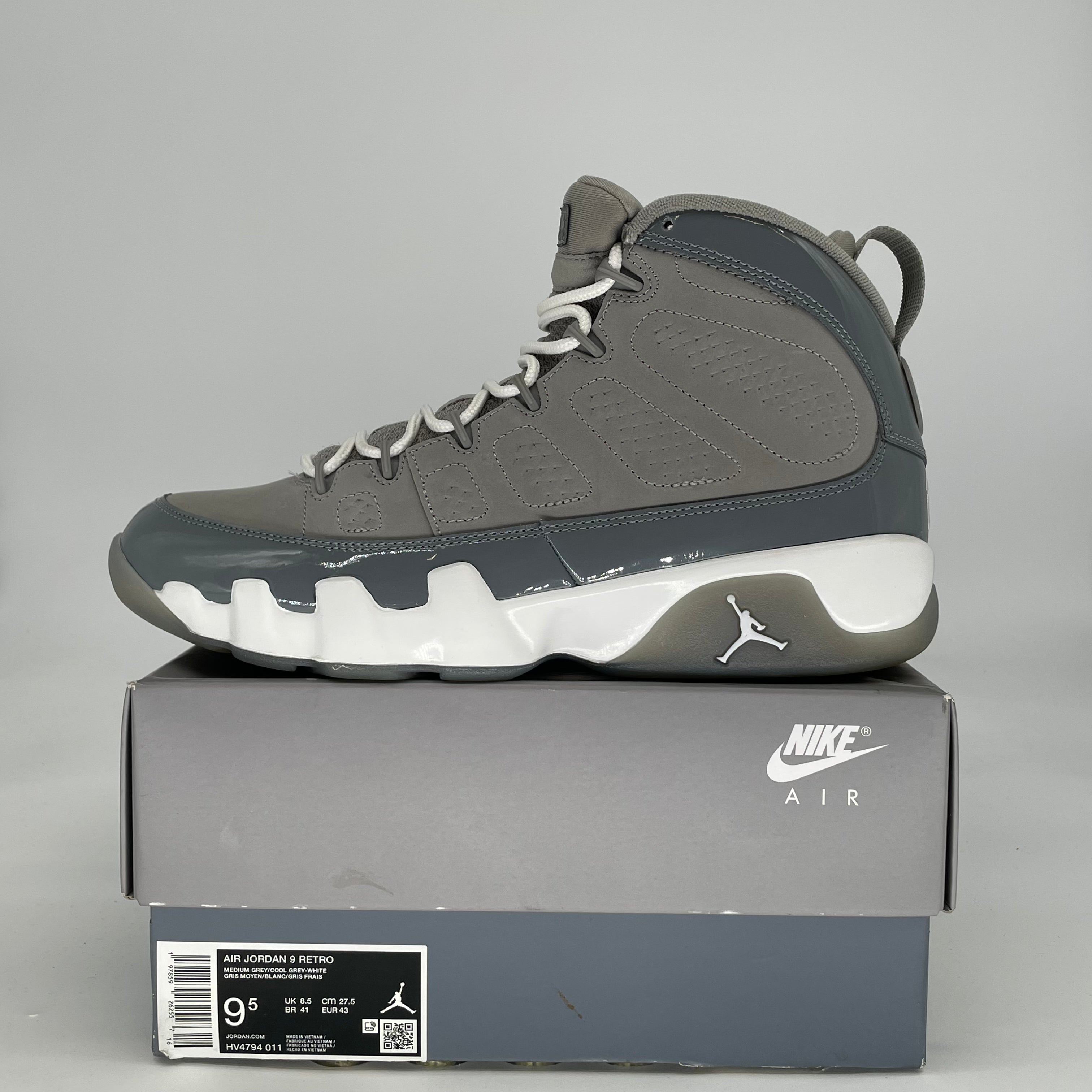 AIR JORDAN 9 COOL GREY HV4794-011 SIZE 9.5/11W