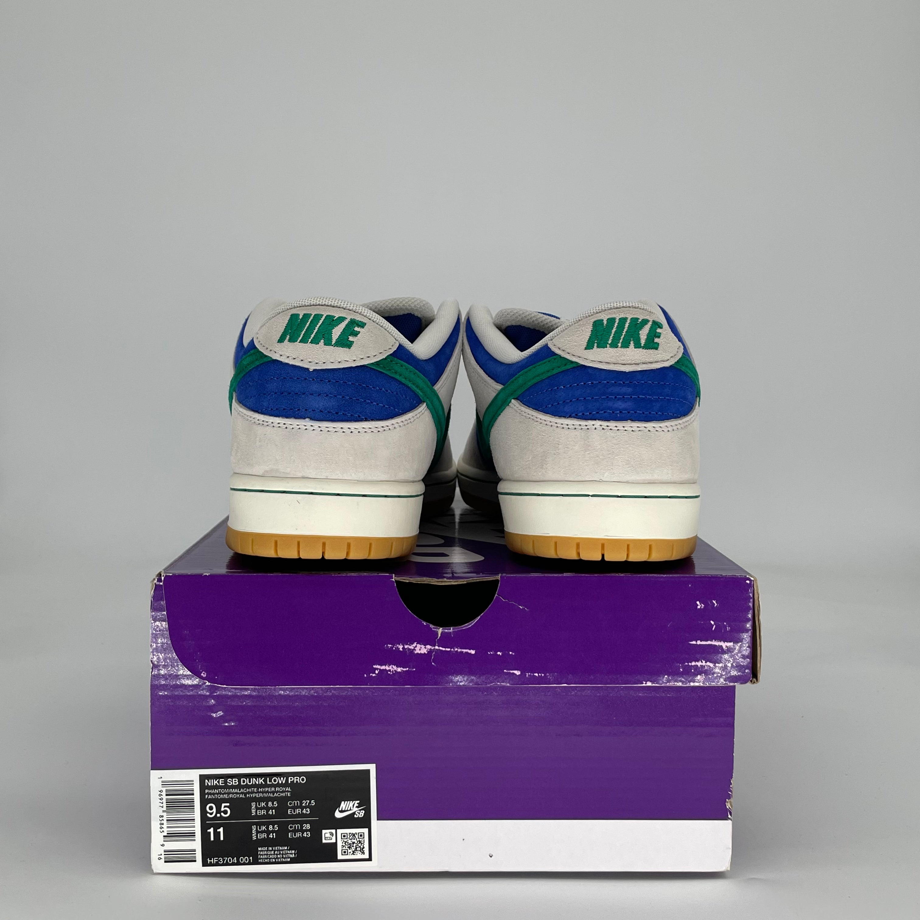 NIKE SB DUNK LOW HYPER ROYAL MALACHITE HF3704-001 SIZE 9.5/11W