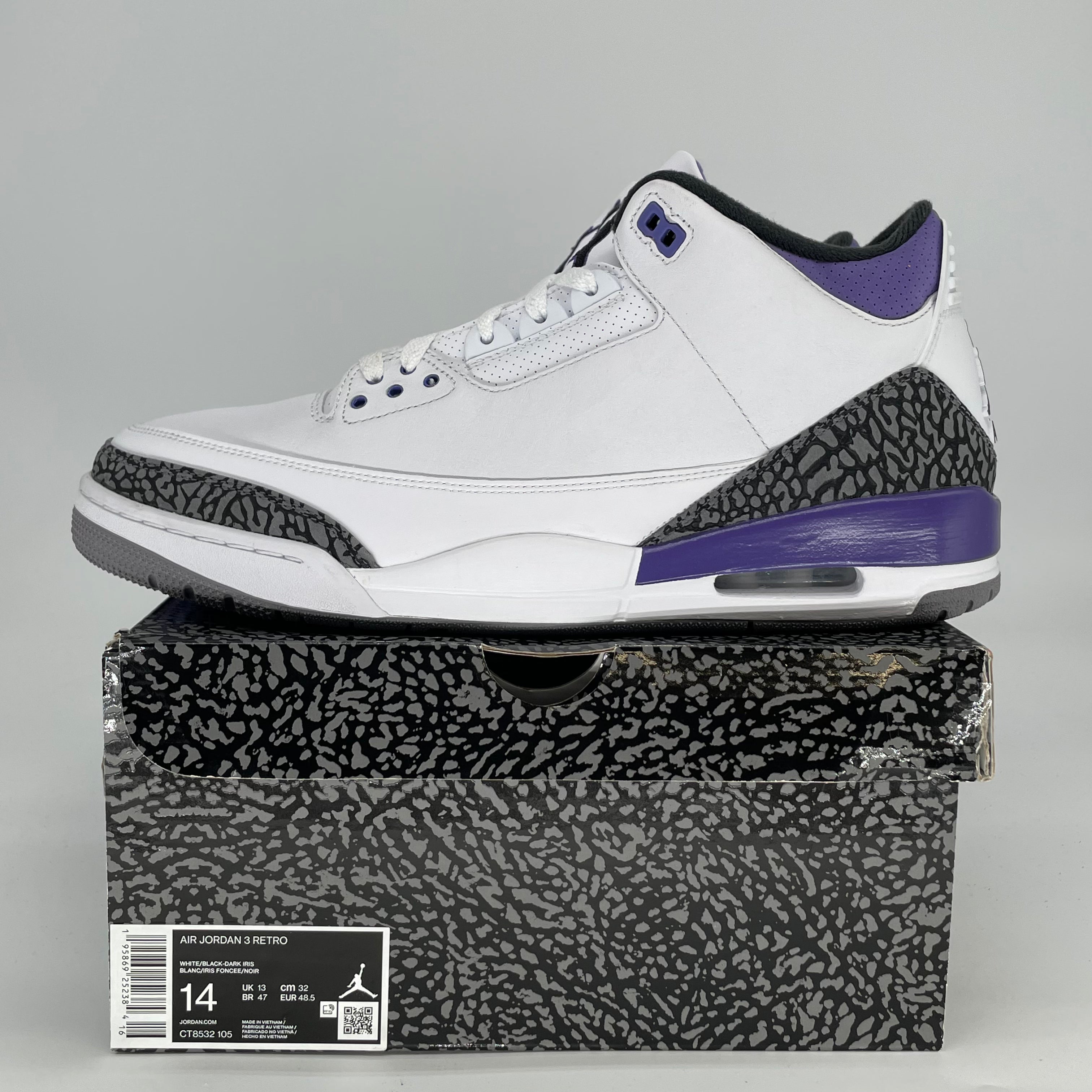 AIR JORDAN 3 DARK IRIS CT8532-105 SIZE 14/15.5W