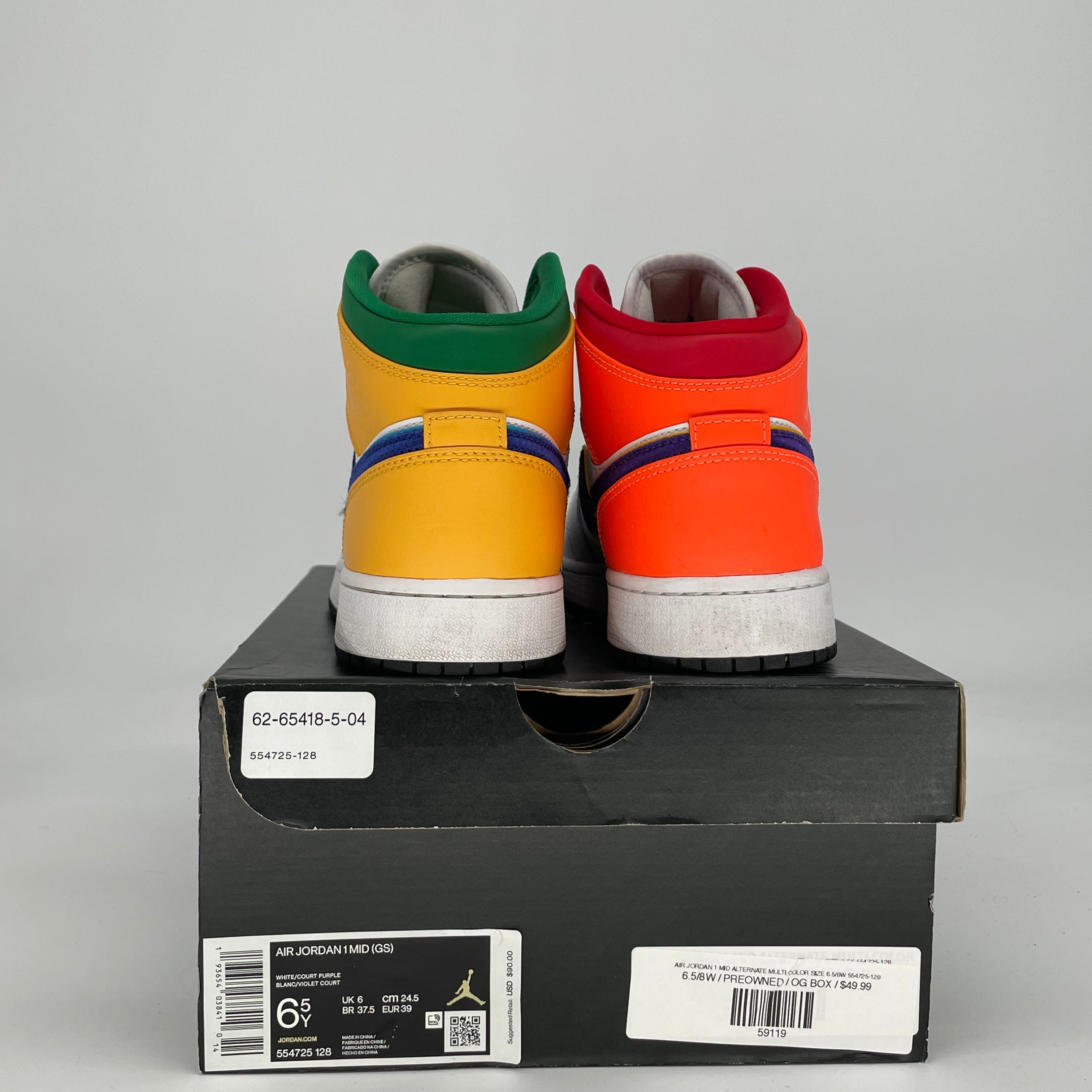 AIR JORDAN 1 MID ALTERNATE MULTI COLOR SIZE 6.5/8W 554725-128