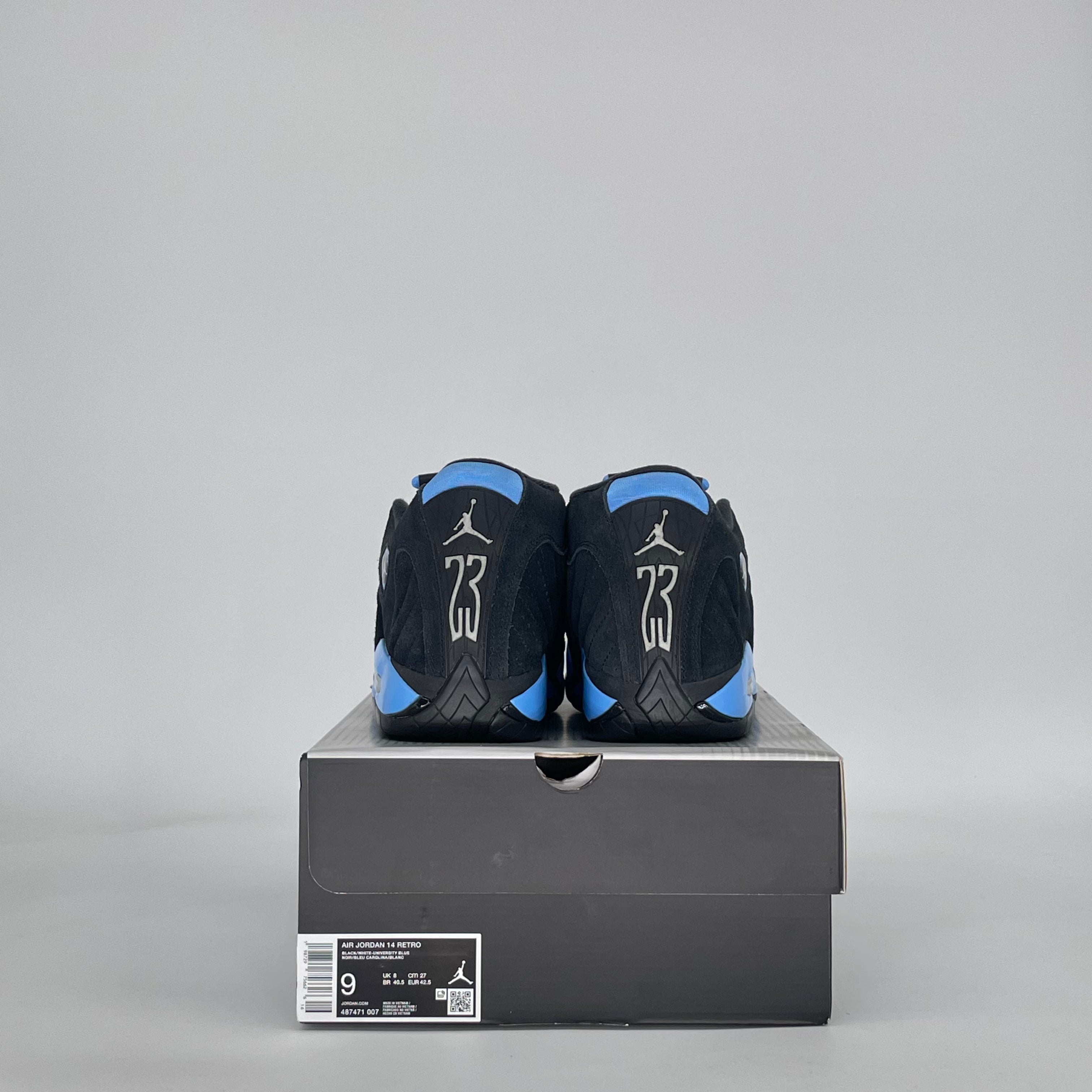 AIR JORDAN 14 BLACK UNIVERSITY BLUE 487471-007 SIZE 9/10.5W