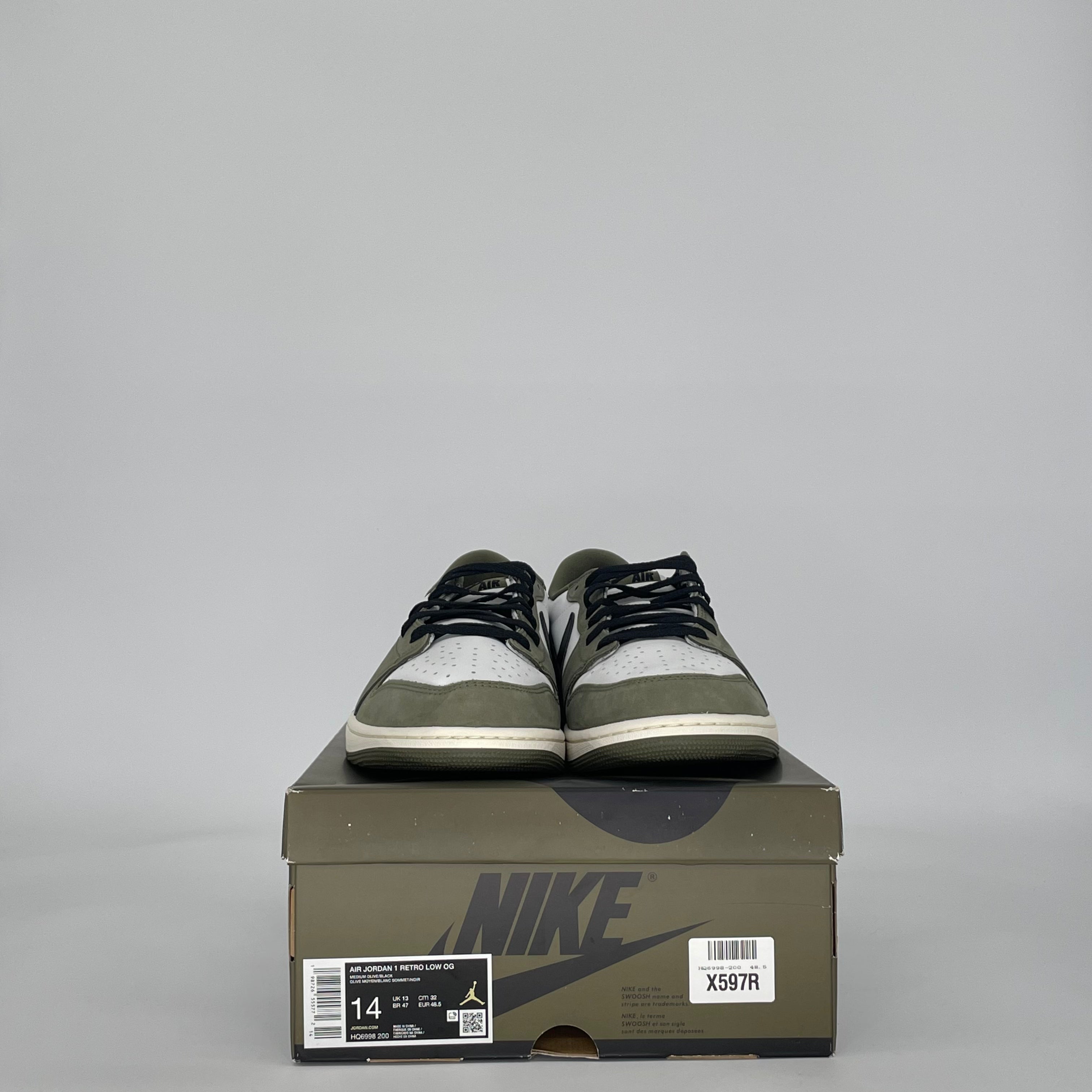 AIR JORDAN 1 LOW MEDIUM OLIVE HQ6998-200 SIZE 14/15.5W