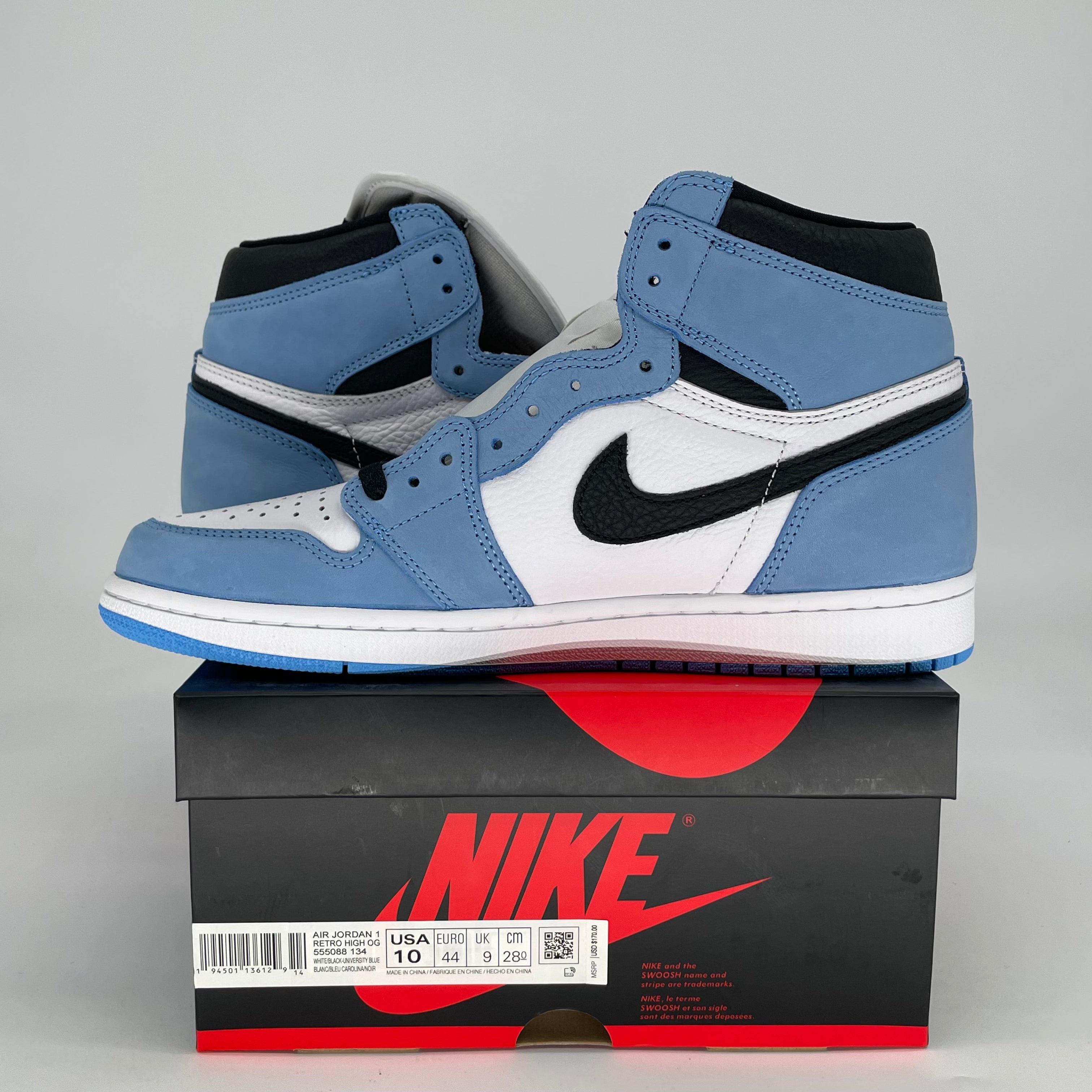 AIR JORDAN 1 UNIVERSITY BLUE 555088-134 SIZE 10/11.5W
