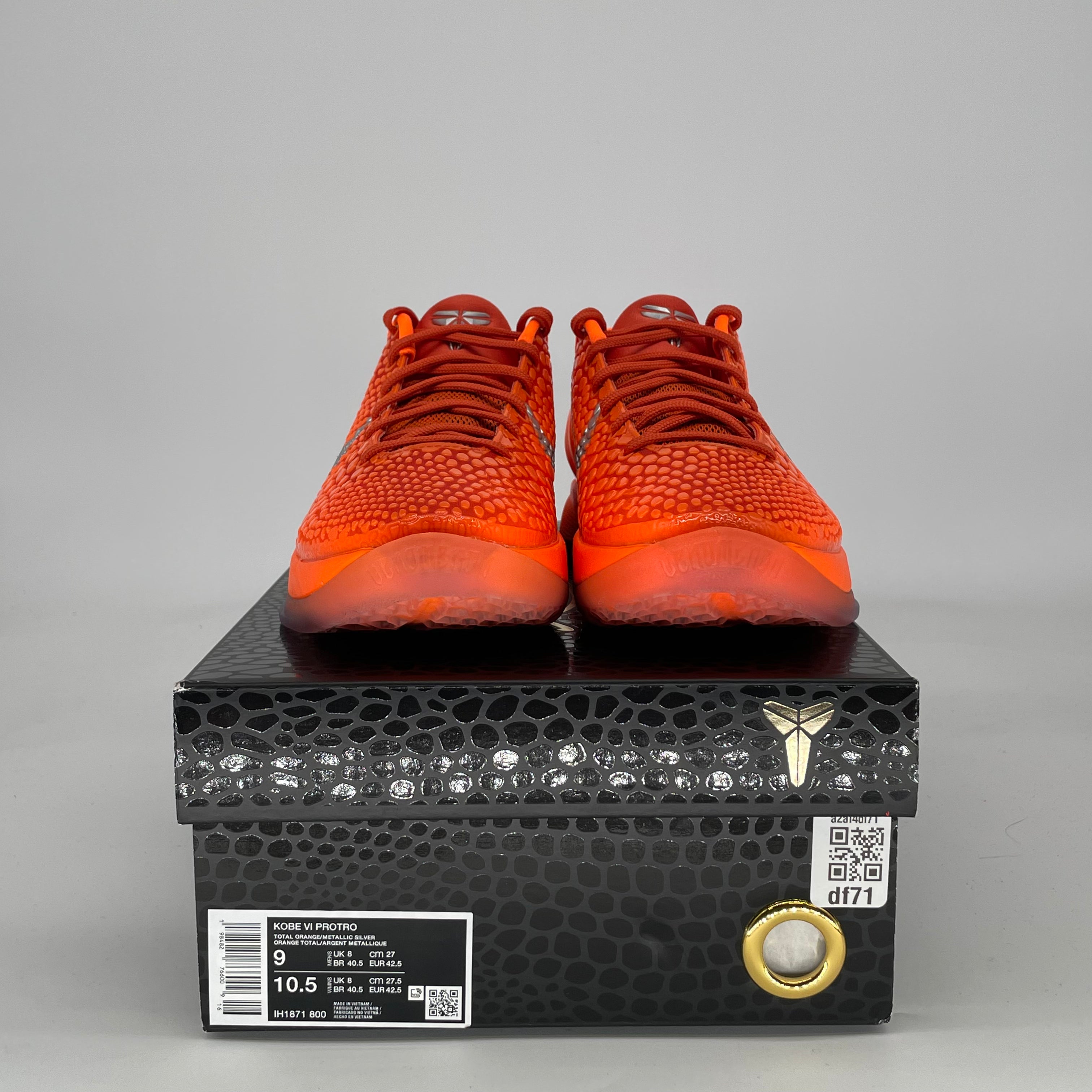 NIKE KOBE 6 PROTRO TOTAL ORANGE IH1871-800 SIZE 9/10.5W