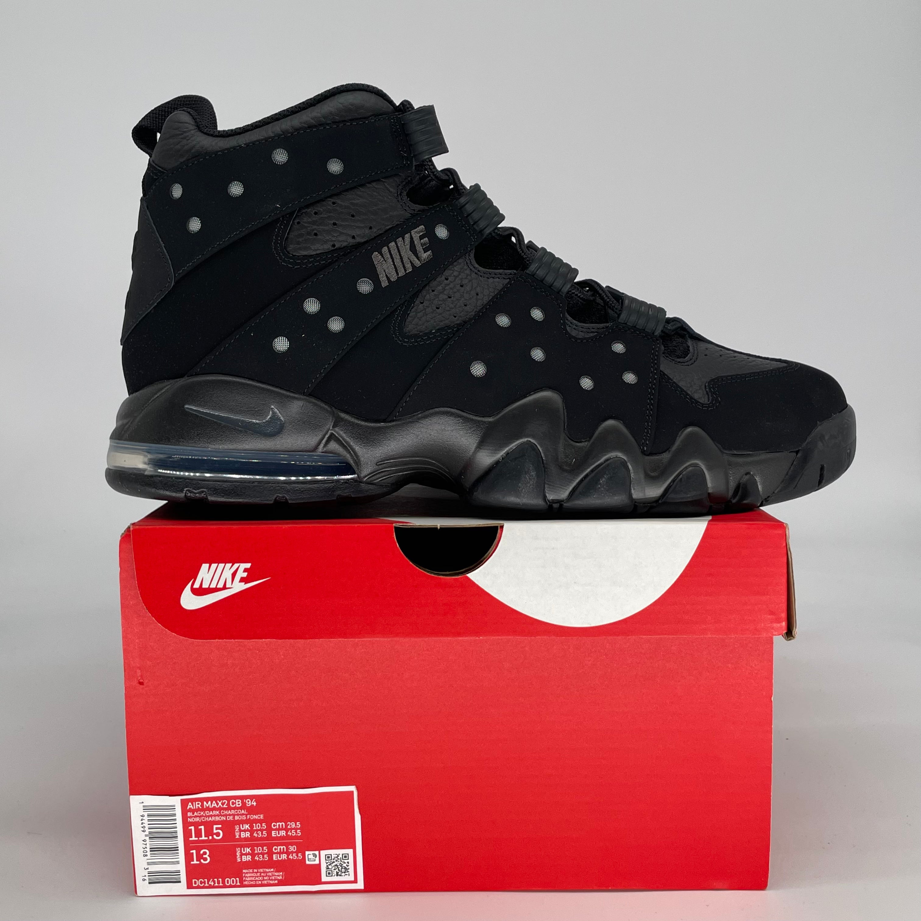 NIKE AIR MAX 2 CB 94 TRIPLE BLACK DC1411-001 SIZE 11.5/13W