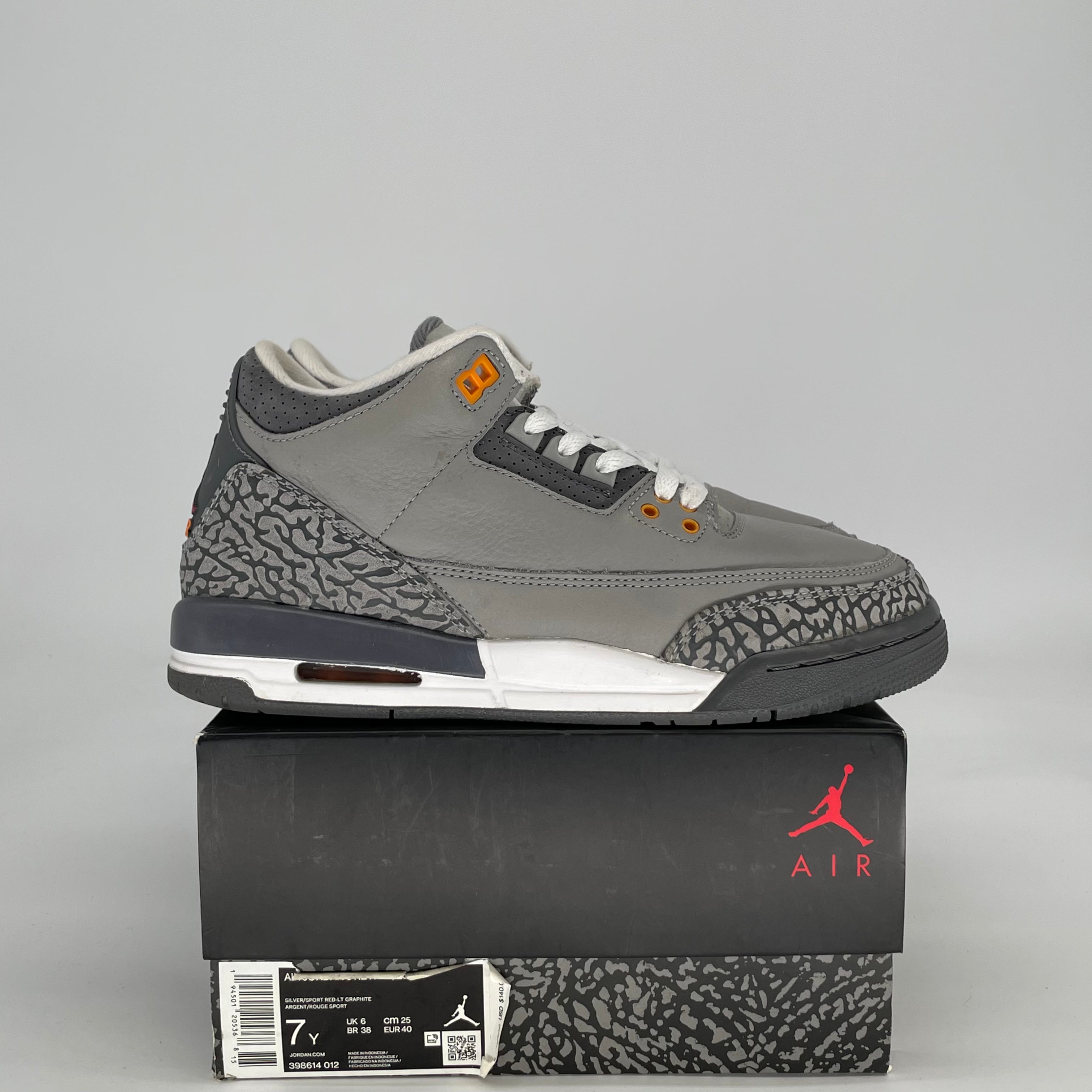 AIR JORDAN 3 COOL GREY 398614-012 SIZE 7/8.5W