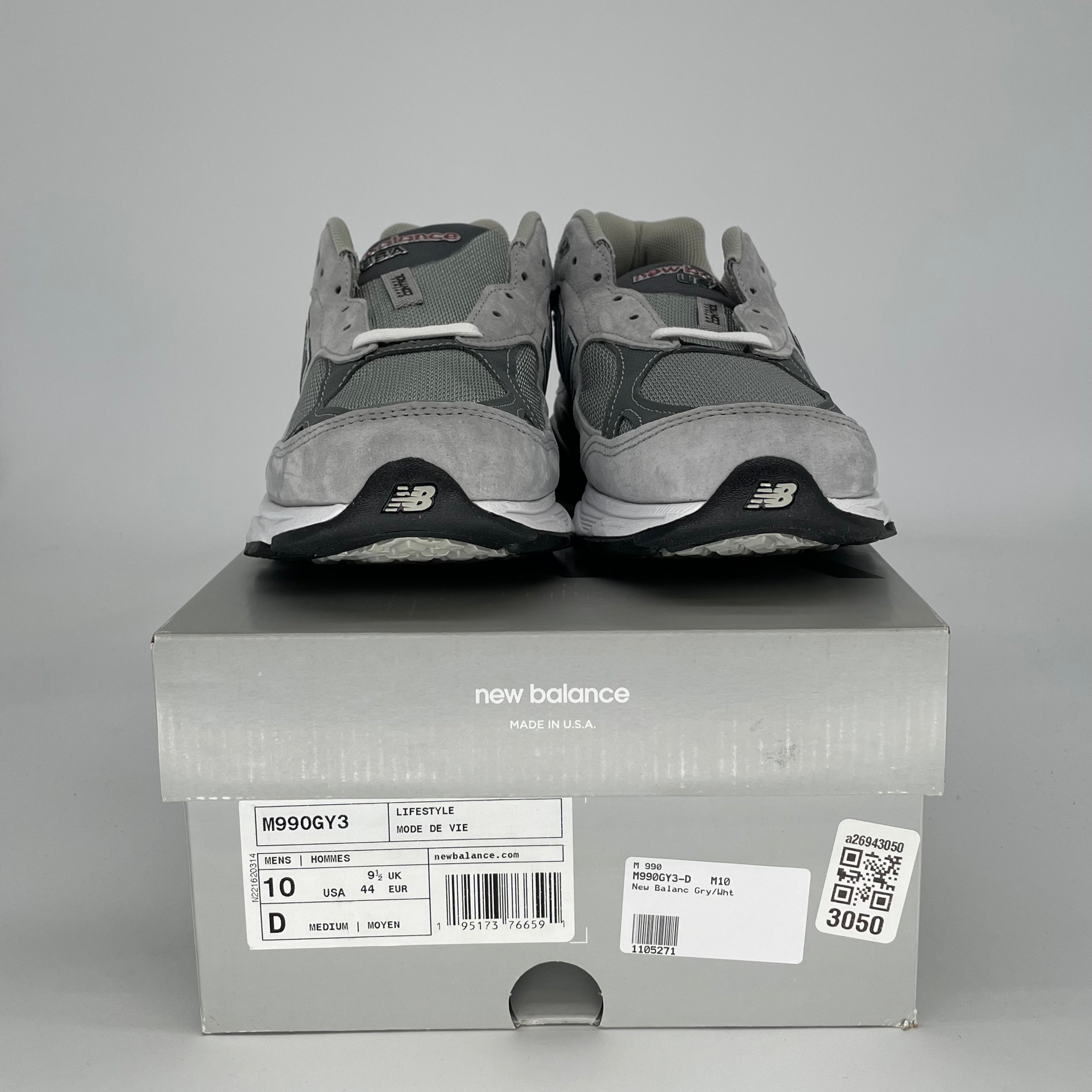 NEW BALANCE 990V3 MIUSA GREY M990GY3 SIZE 10/11.5W