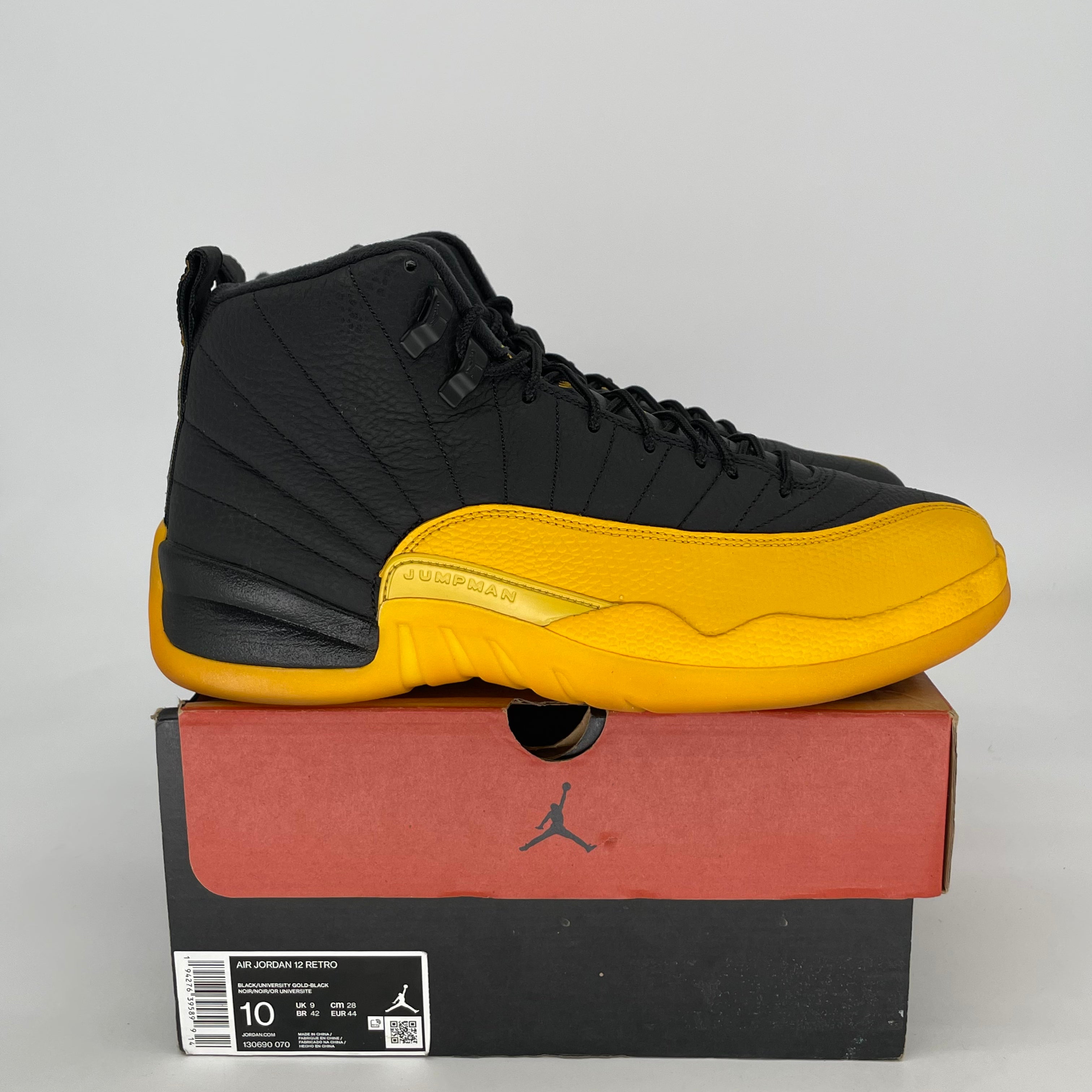 AIR JORDAN 12 BLACK UNIVERSITY GOLD 130690-070 SIZE 10/11.5W