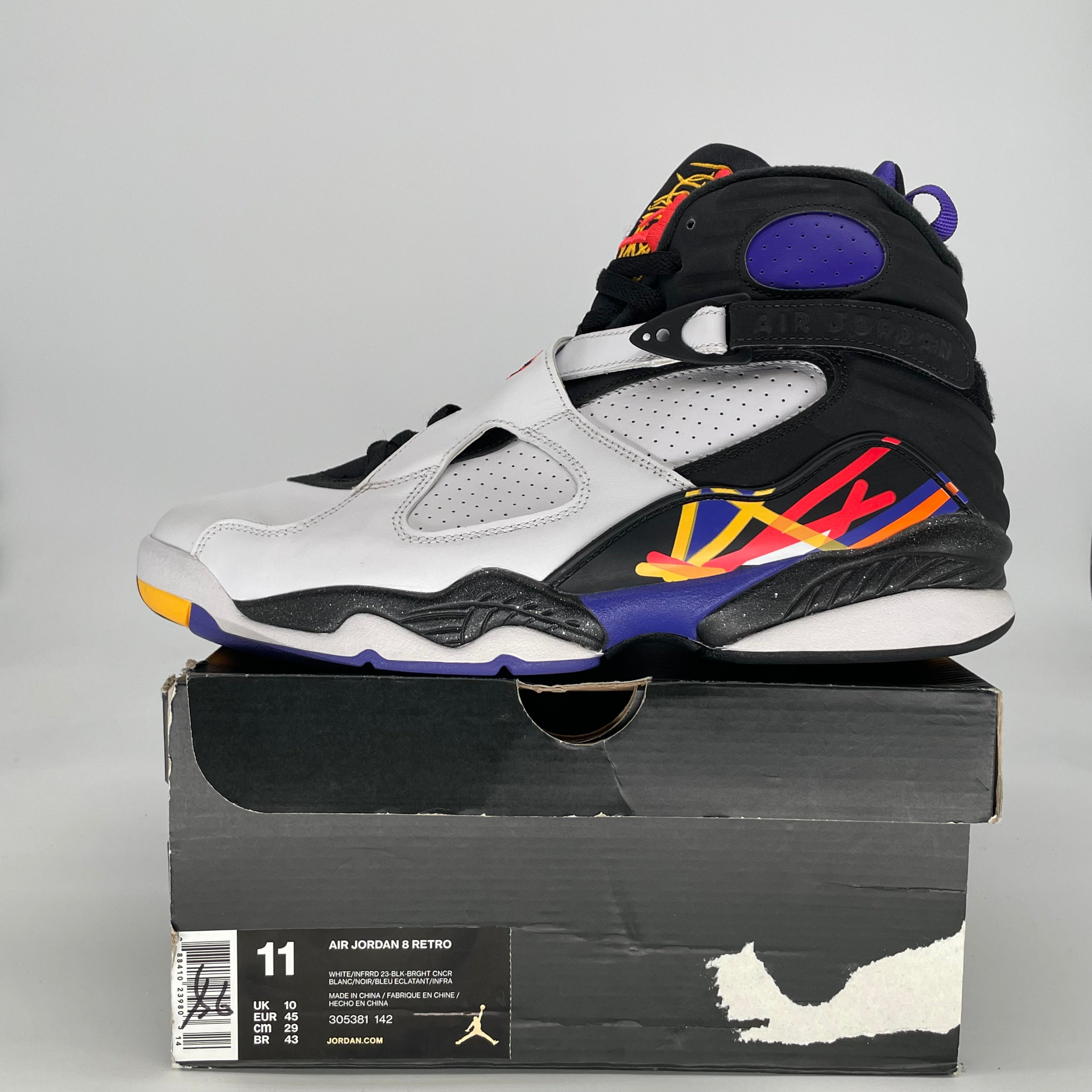AIR JORDAN 8 THREE PEAT 305381-142 SIZE 11/12.5W