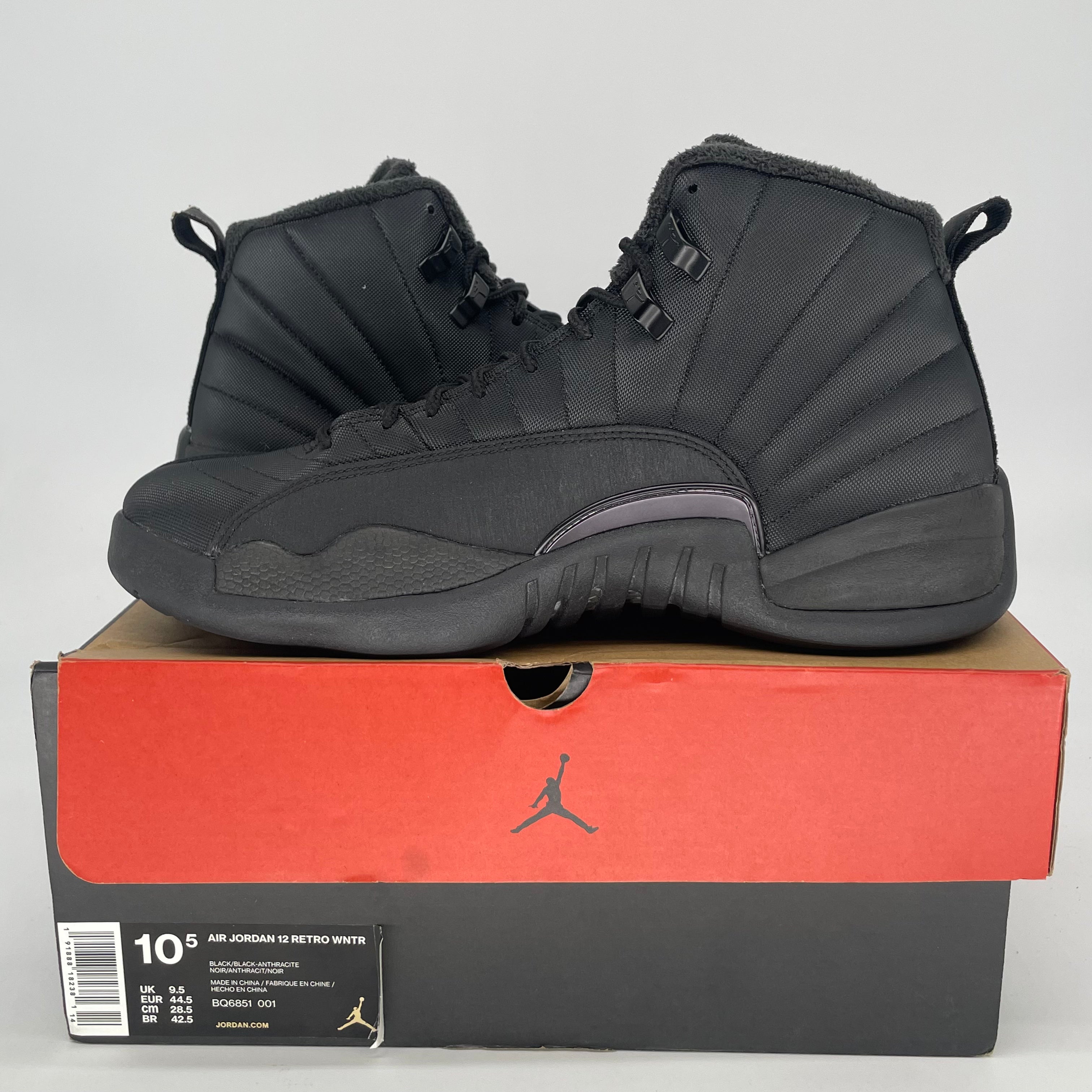 AIR JORDAN 12 WINTER BLACK BQ6851-001 SIZE 10.5/12W