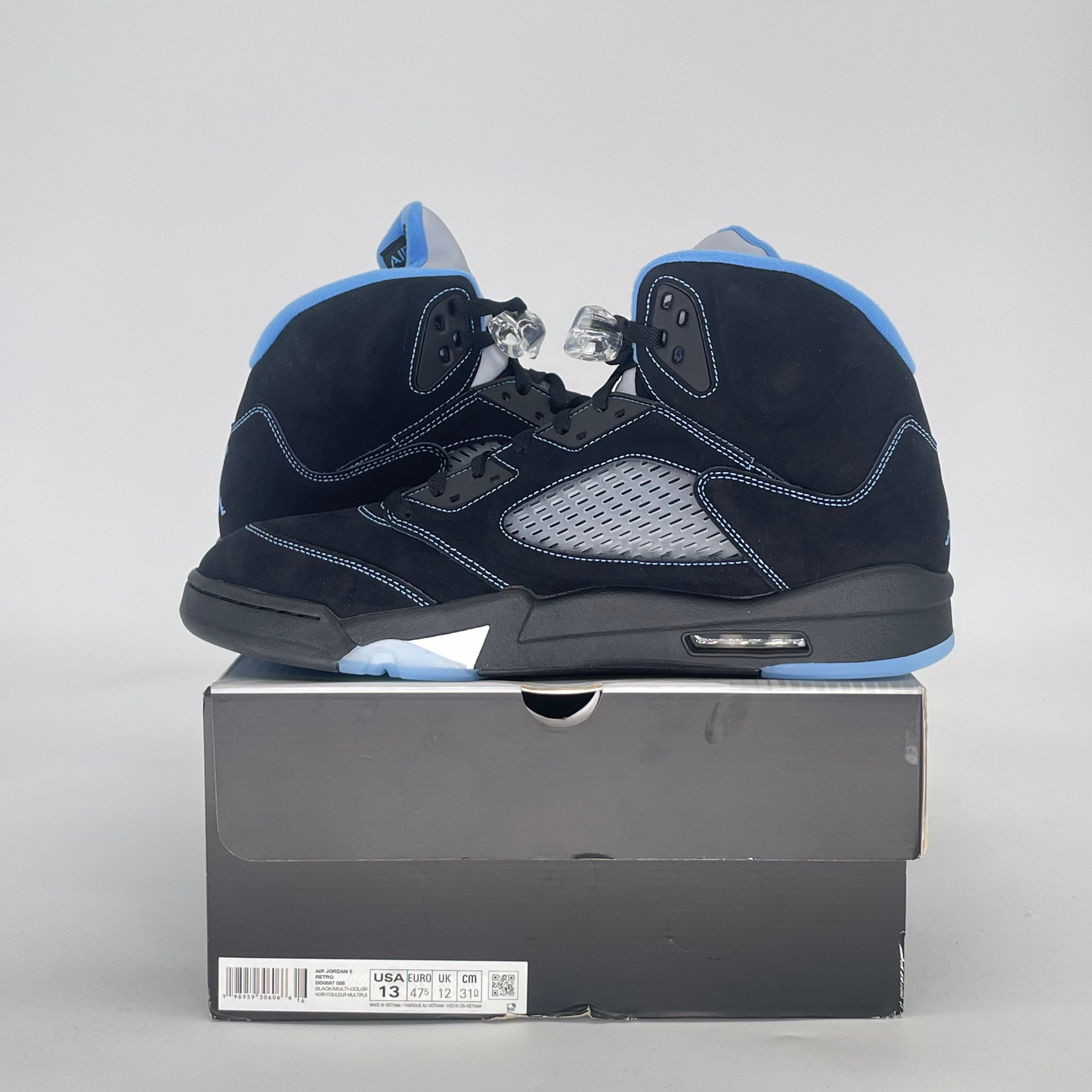 AIR JORDAN 5 BLACK UNIVERSITY BLUE DD0587-008 SIZE 13/14.5W