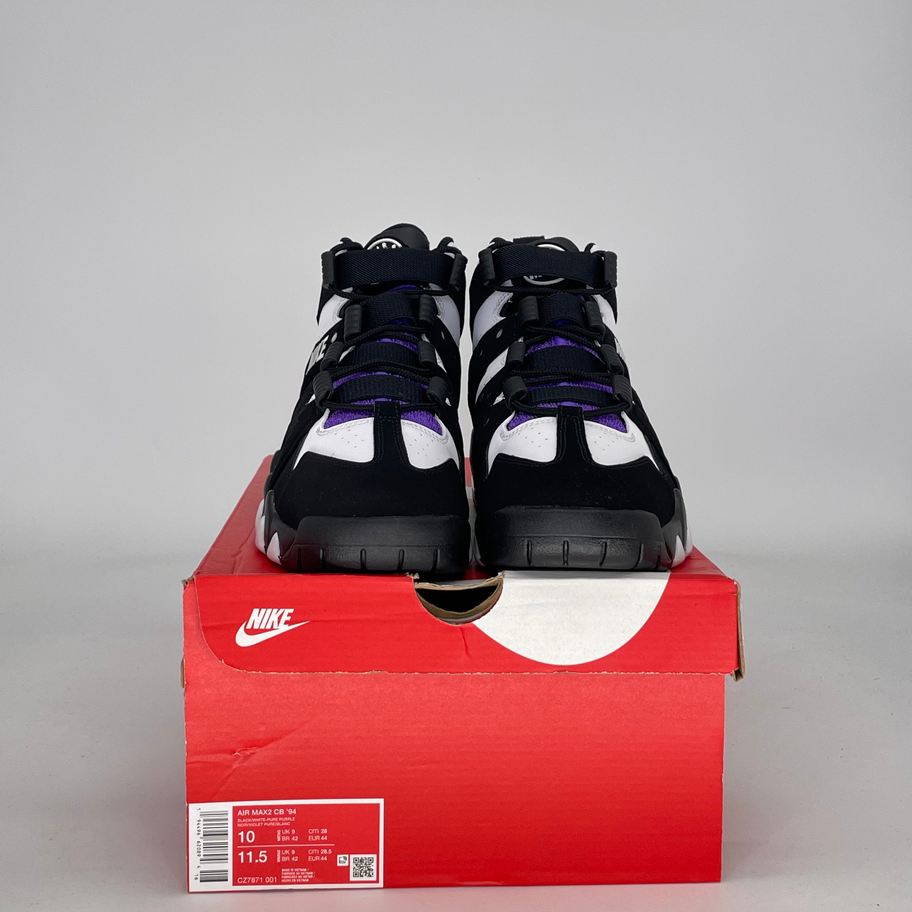 NIKE AIR MAX 2 CB 94 BLACK WHITE PURPLE CZ7871-001 SIZE 10/11.5W