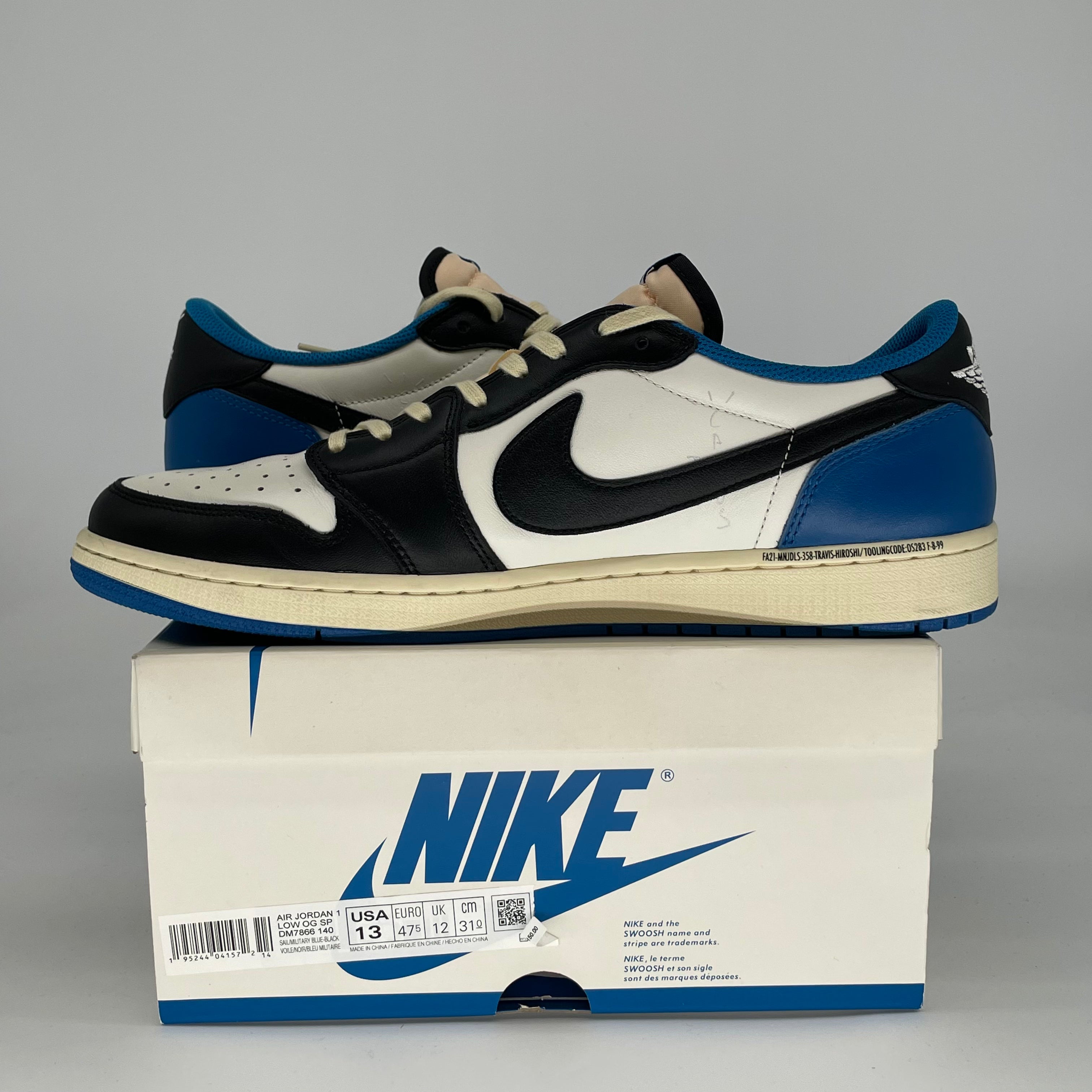 TRAVIS SCOTT X FRAGMENT X AIR JORDAN 1 LOW DM7866-140 SIZE 13/14.5W