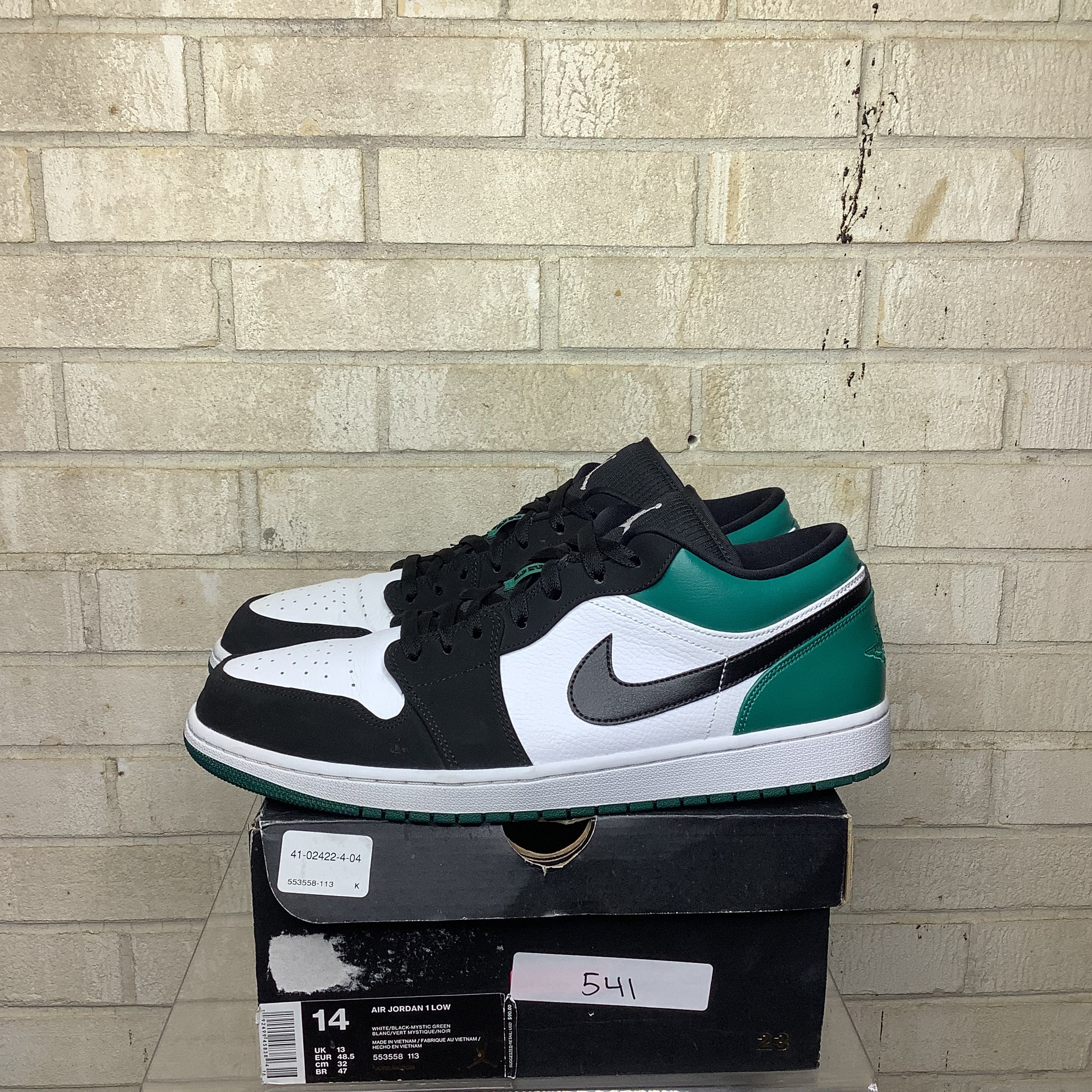 AIR JORDAN 1 LOW WHITE BLACK MYSTIC GREEN SIZE 14/15.5W 553558-113