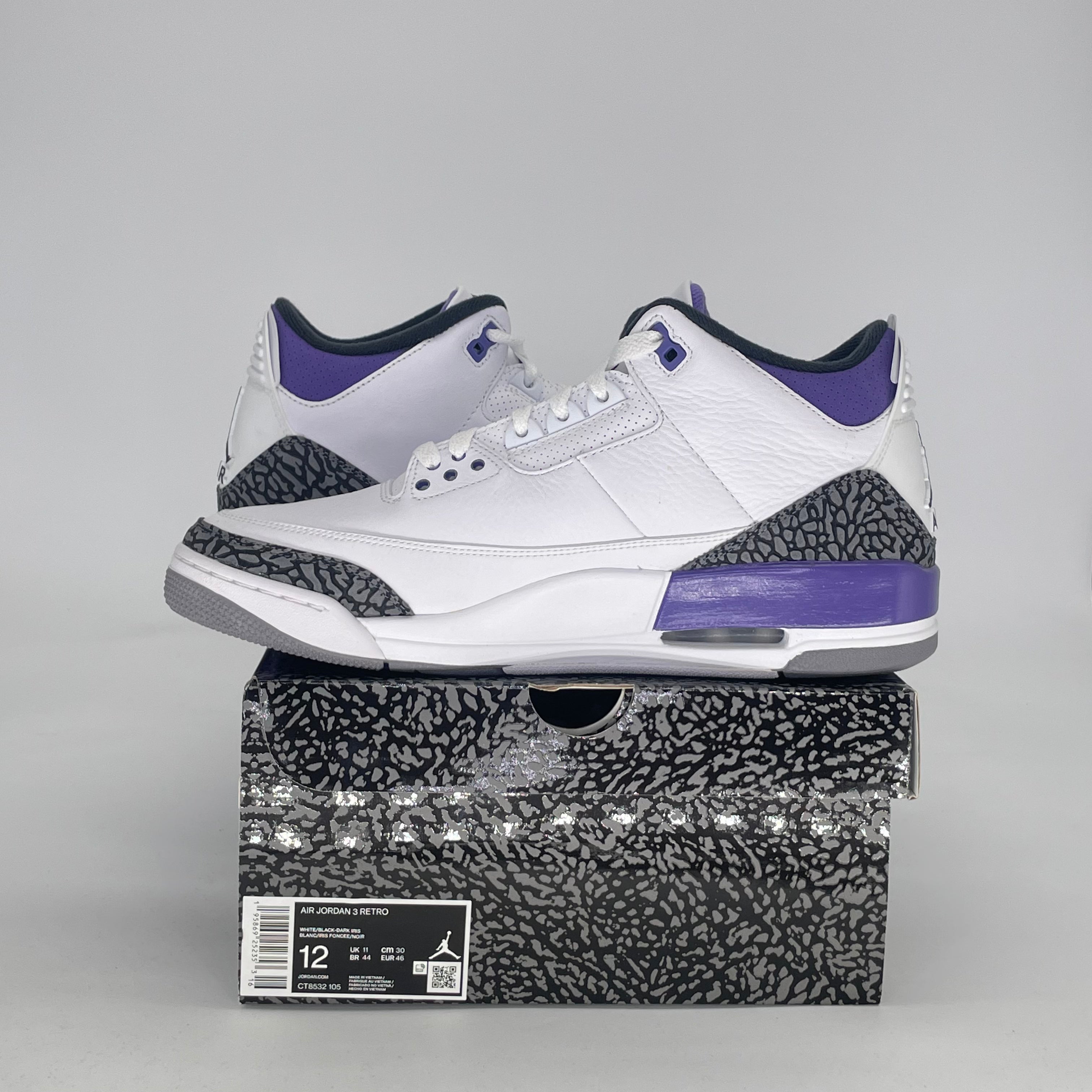 AIR JORDAN 3 DARK IRIS CT8532-105 SIZE 12/13.5W