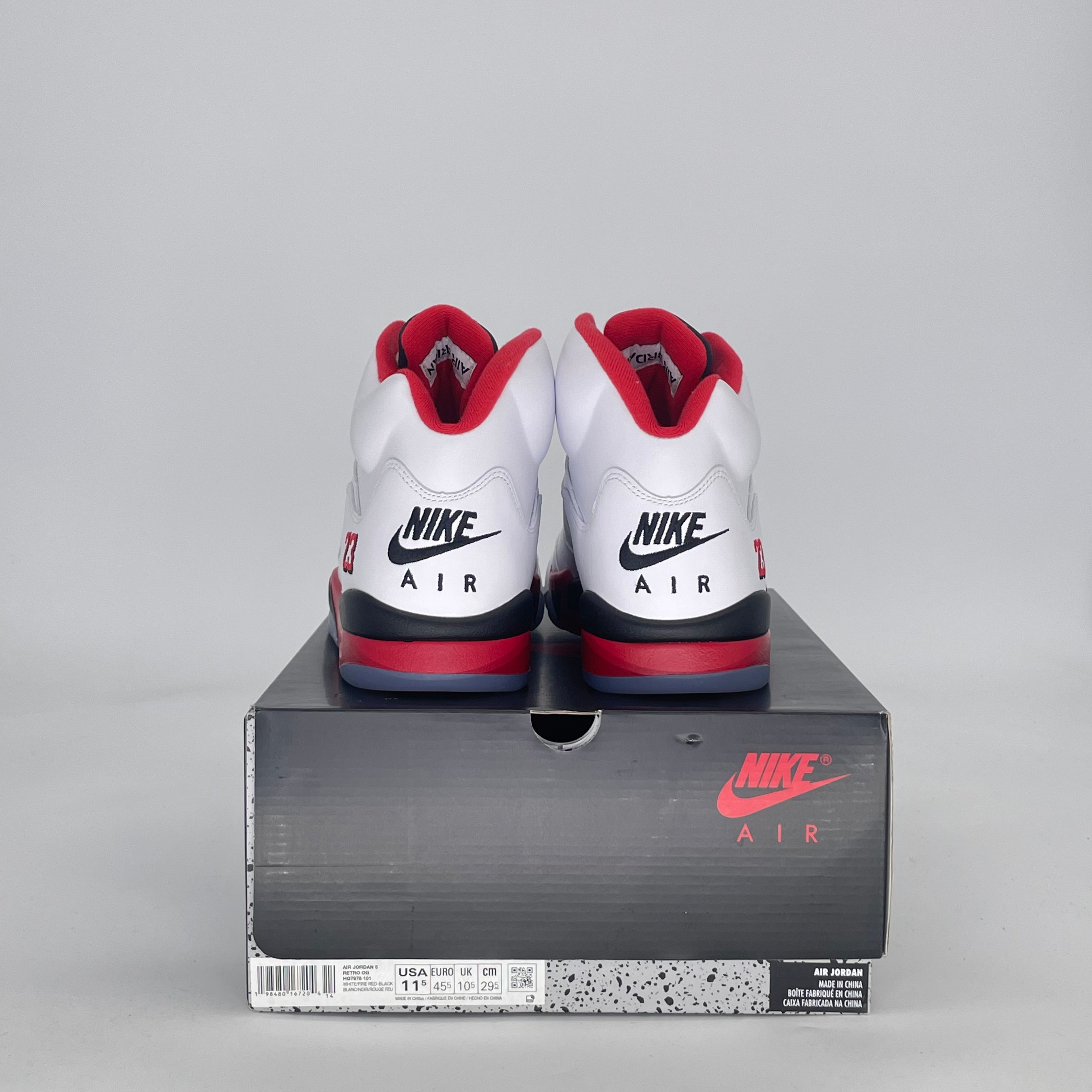 AIR JORDAN 5 FIRE RED BLACK TONGUE HQ7978-101 SIZE 11.5/13W